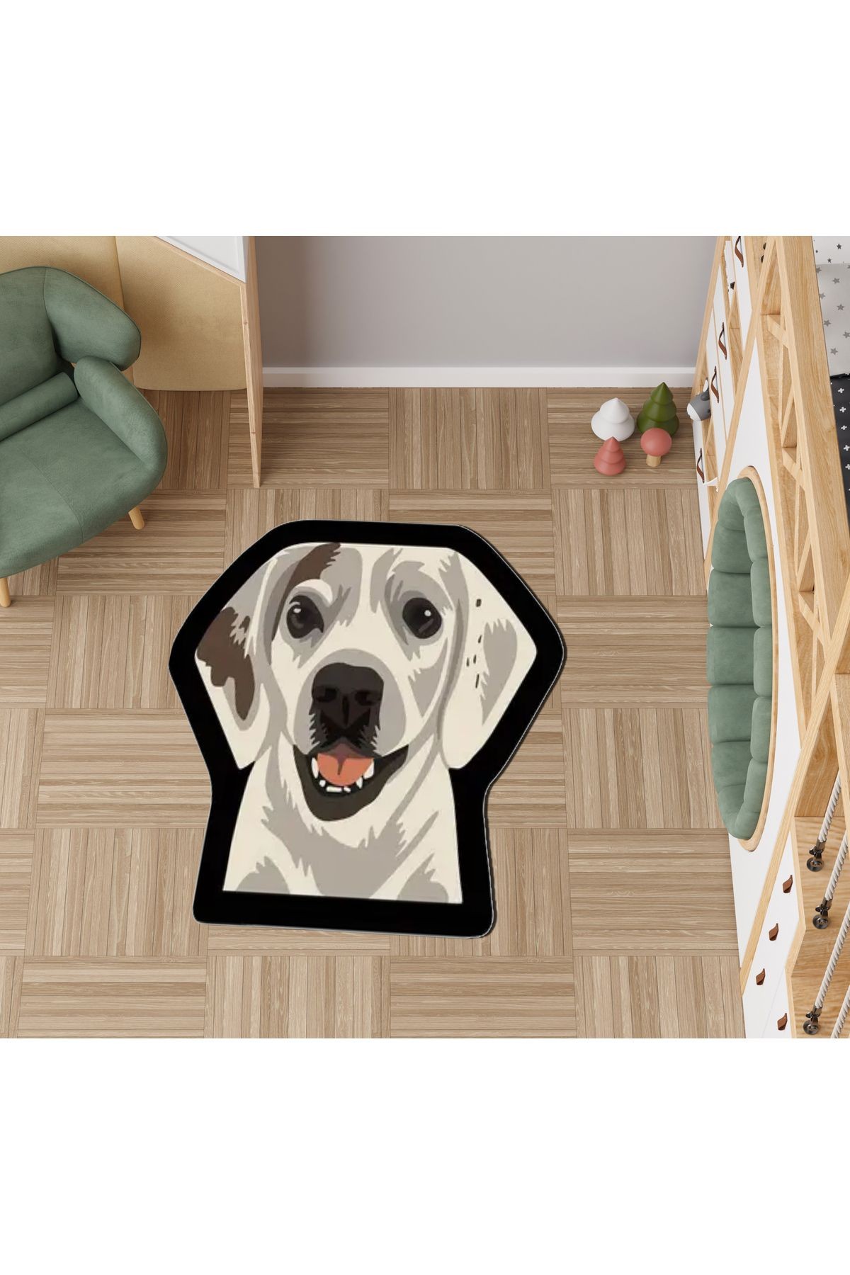 Lina Koleksiyonu Mutlu Köpek Desenli Dokuma Taban Modern Dekoratif Halı lina61