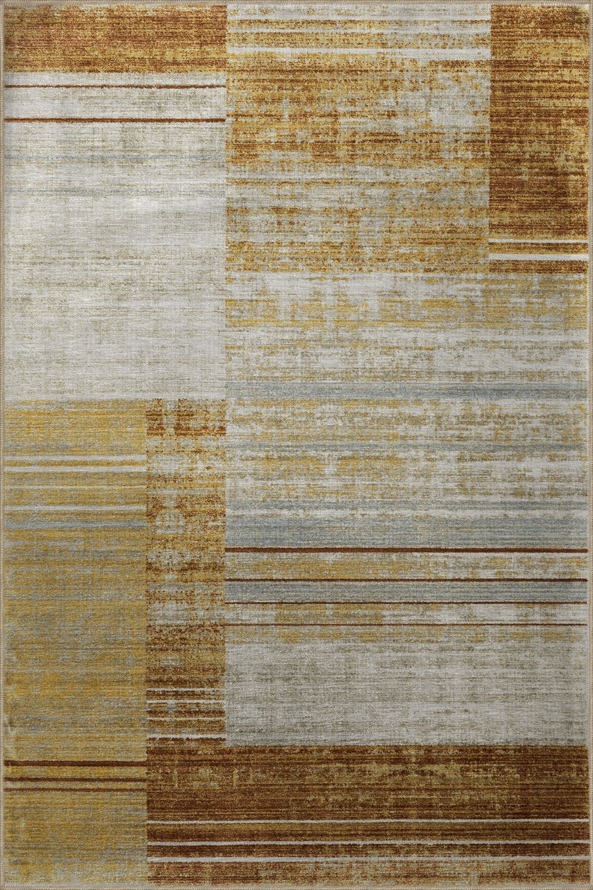 Turuncu Bej Temalı Soyut Desenli Kreatif Modern Dekoratif Halı 2857