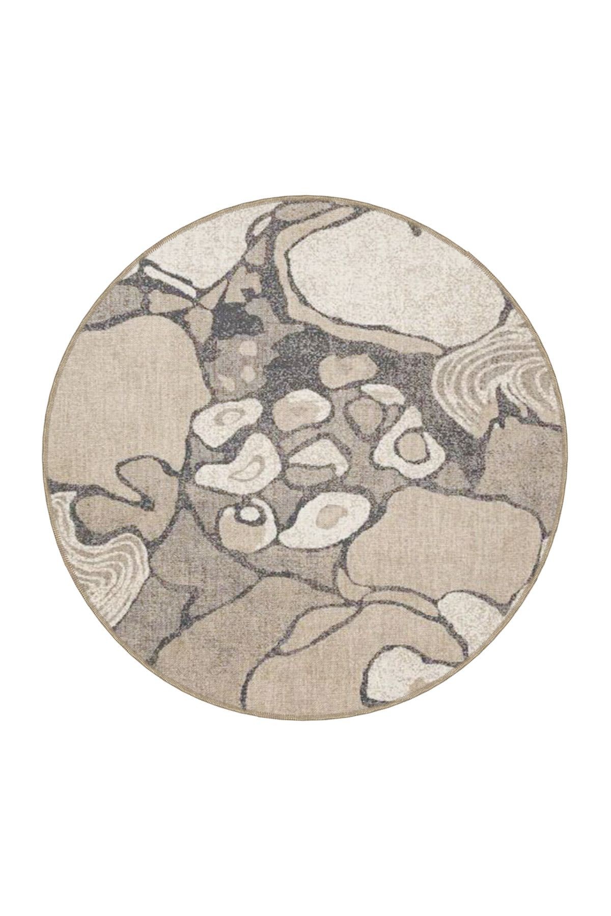 Bej Gri Temalı Soyut Abstract Desenli Kreatif Modern Dekoratif Halı 3913