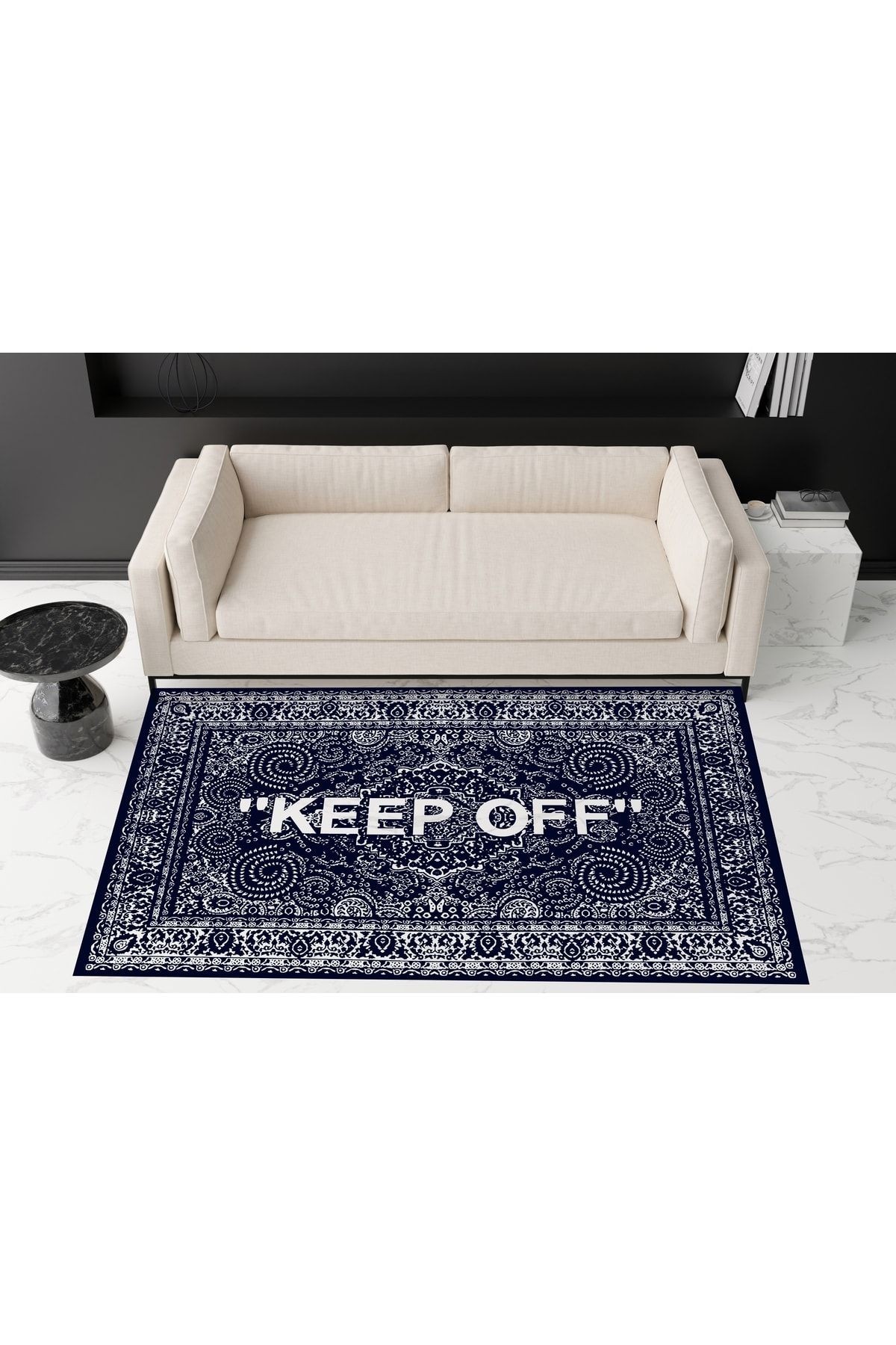 Mira Keep Of Yazılı Lacivert Klasik Modern Halı 881