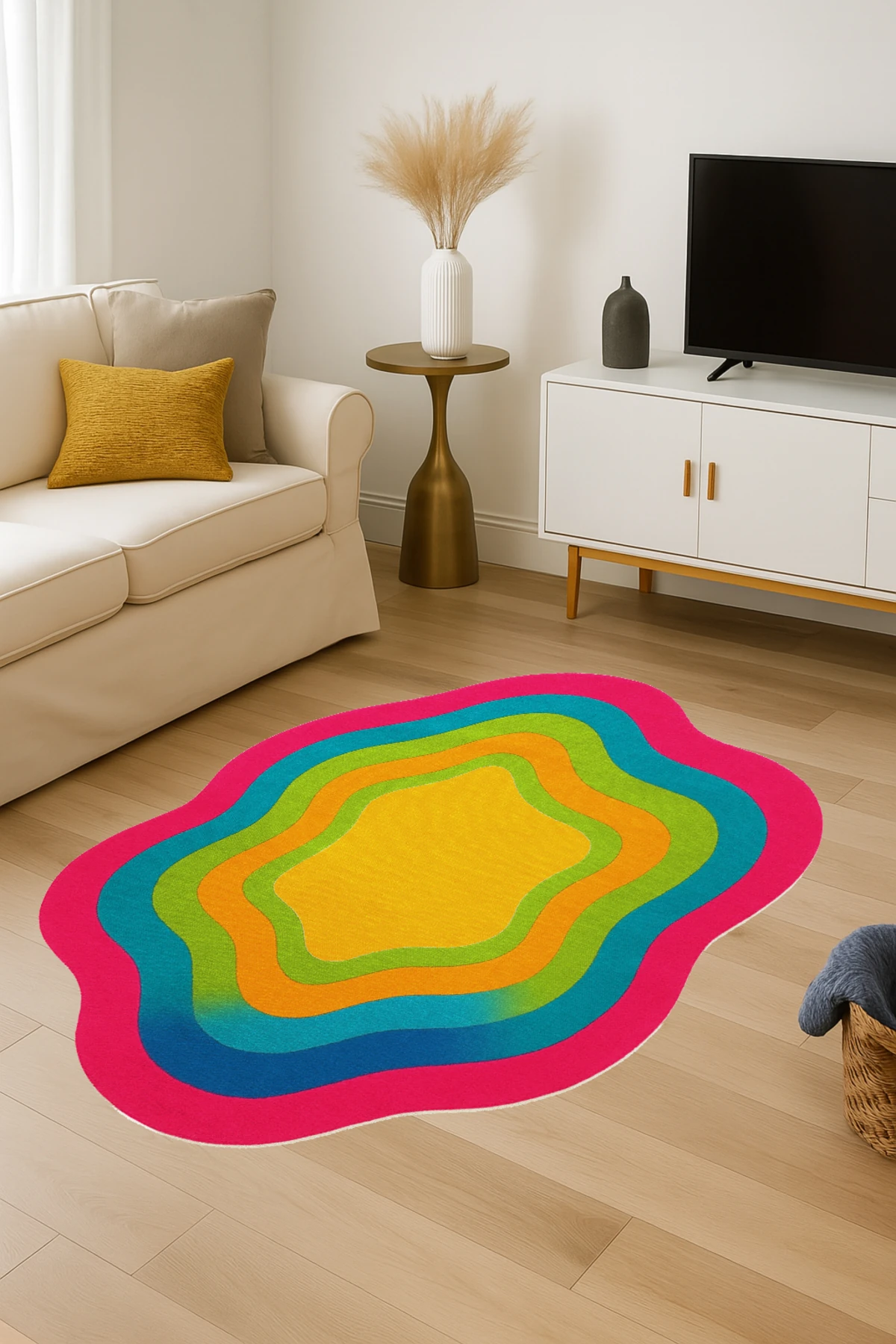 MOSSO Çok Renkli Soyut Kreatif Desen Dokuma Taban Modern Dekoratif Halı mosso318