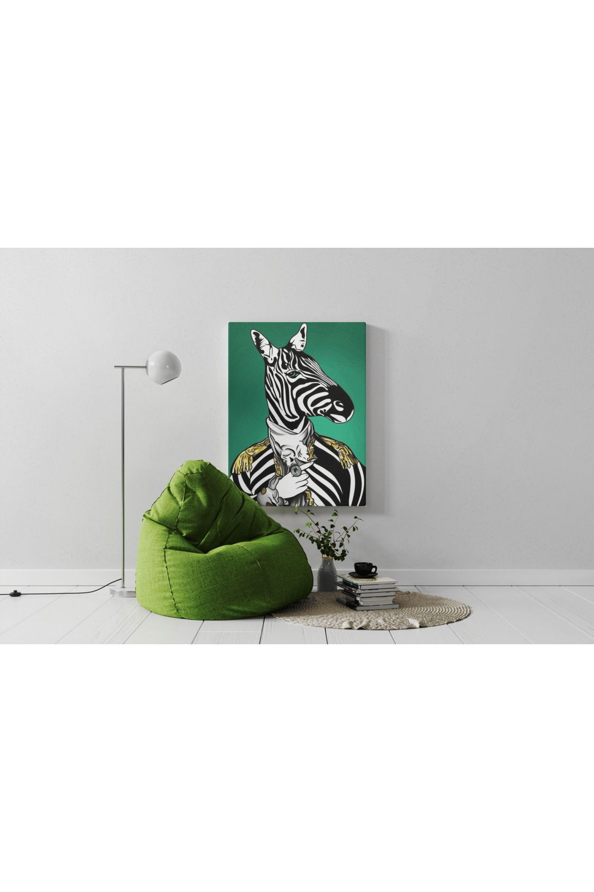 Kanvas Tablo Yeşil Temalı Soyut Zebra Desen
