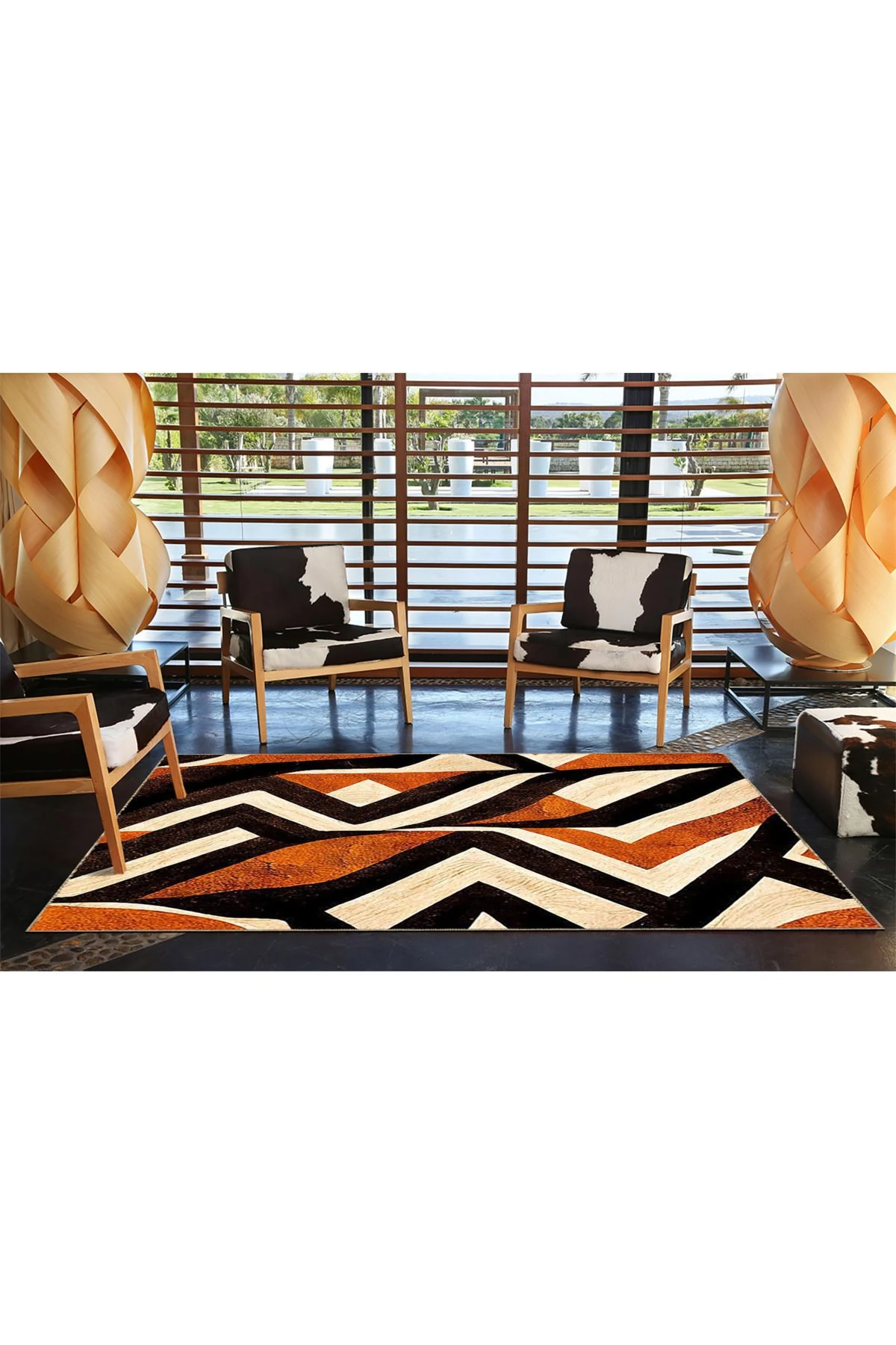 Dalgalı Motifli Renkli Desenli Dokuma Taban miravip649