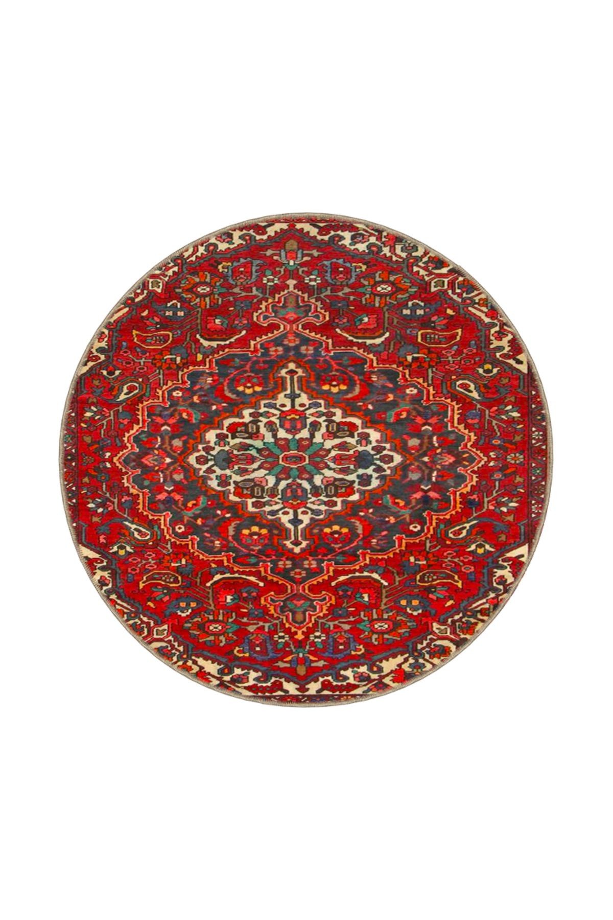 Kırmızı Vintage Desenli Dokuma Taban Halı ve Yıkanabilir Halı aloha164