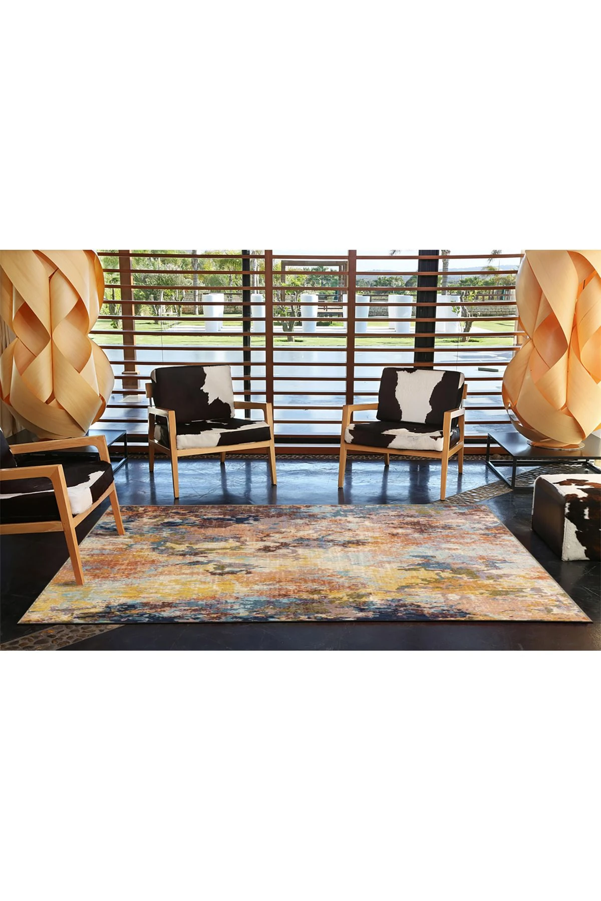 Çok Renkli Abstract Soyut Desenli Modern Dekoratif Halı 3927