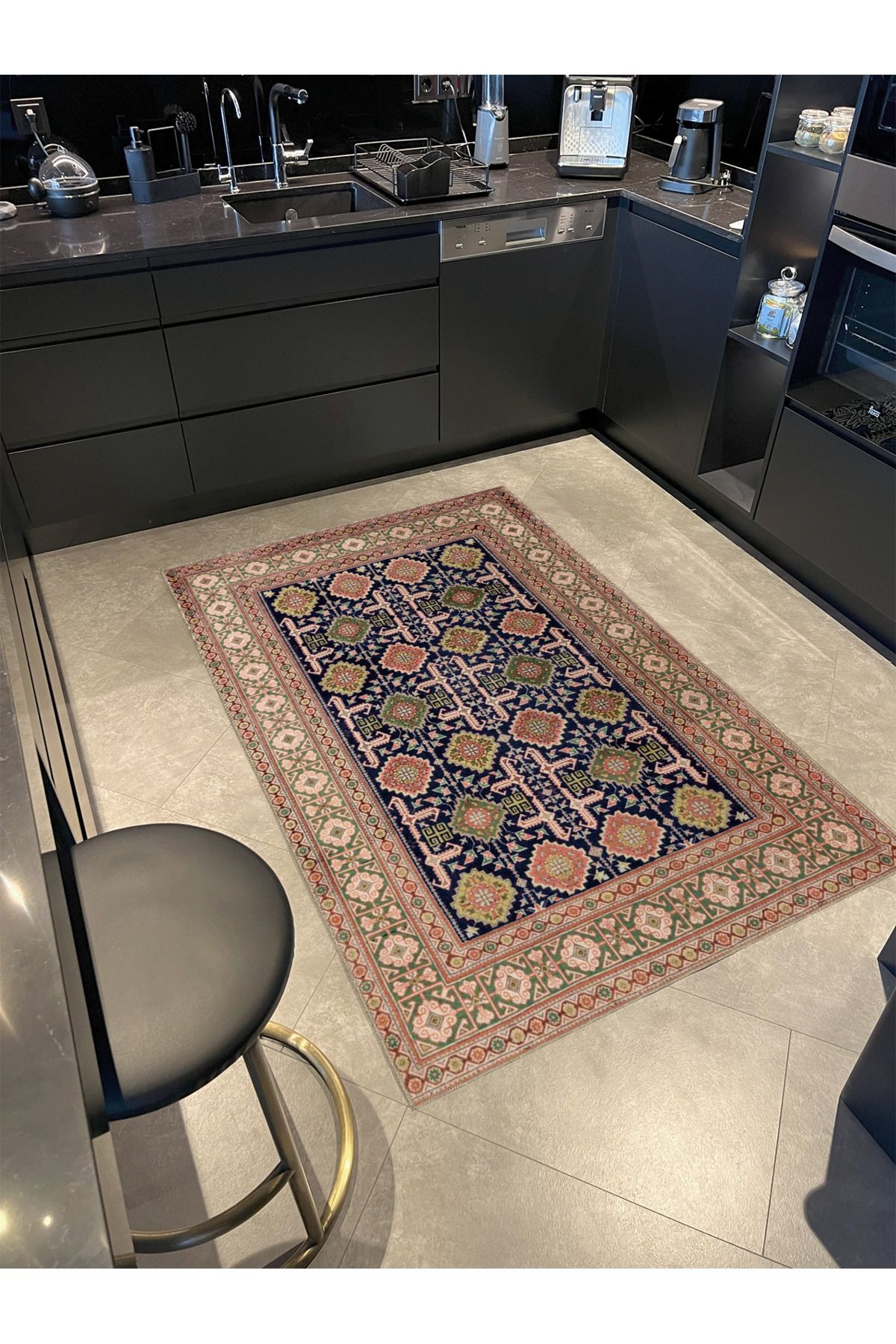 Bej Temalı Geleneksel Motif Etnik Desenli Vintage Dekoratif Halı 4793