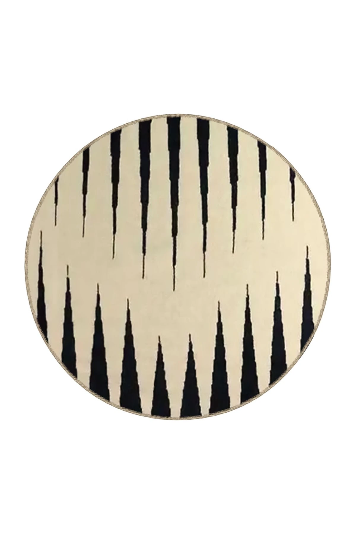 Siyah Bej Temalı Üçgen Geometrik Desenli Kreatif Modern Dekoratif Halı 3516