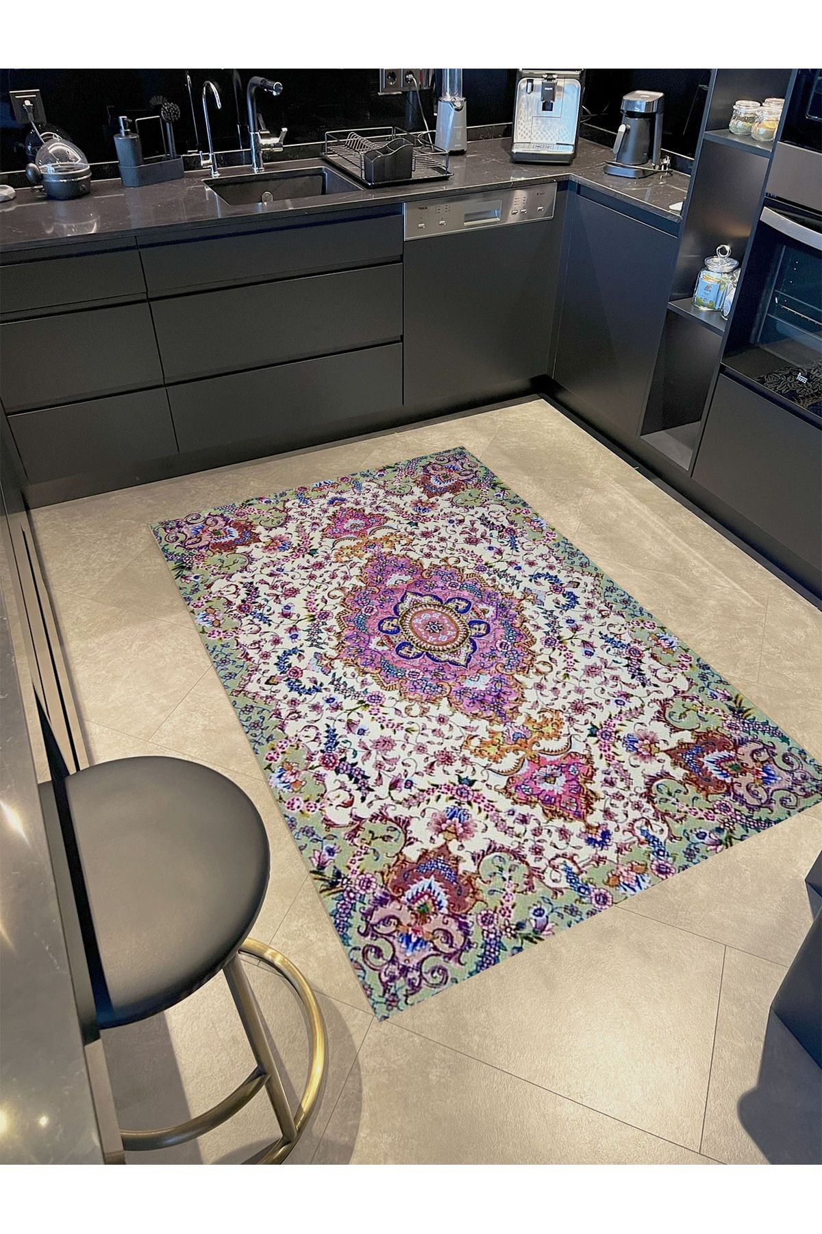 Kubilay Koleksiyonu Çok Renkli Etnik Detay Geleneksel Desenli Dokuma Taban Vintage Dekoratif Halı 15