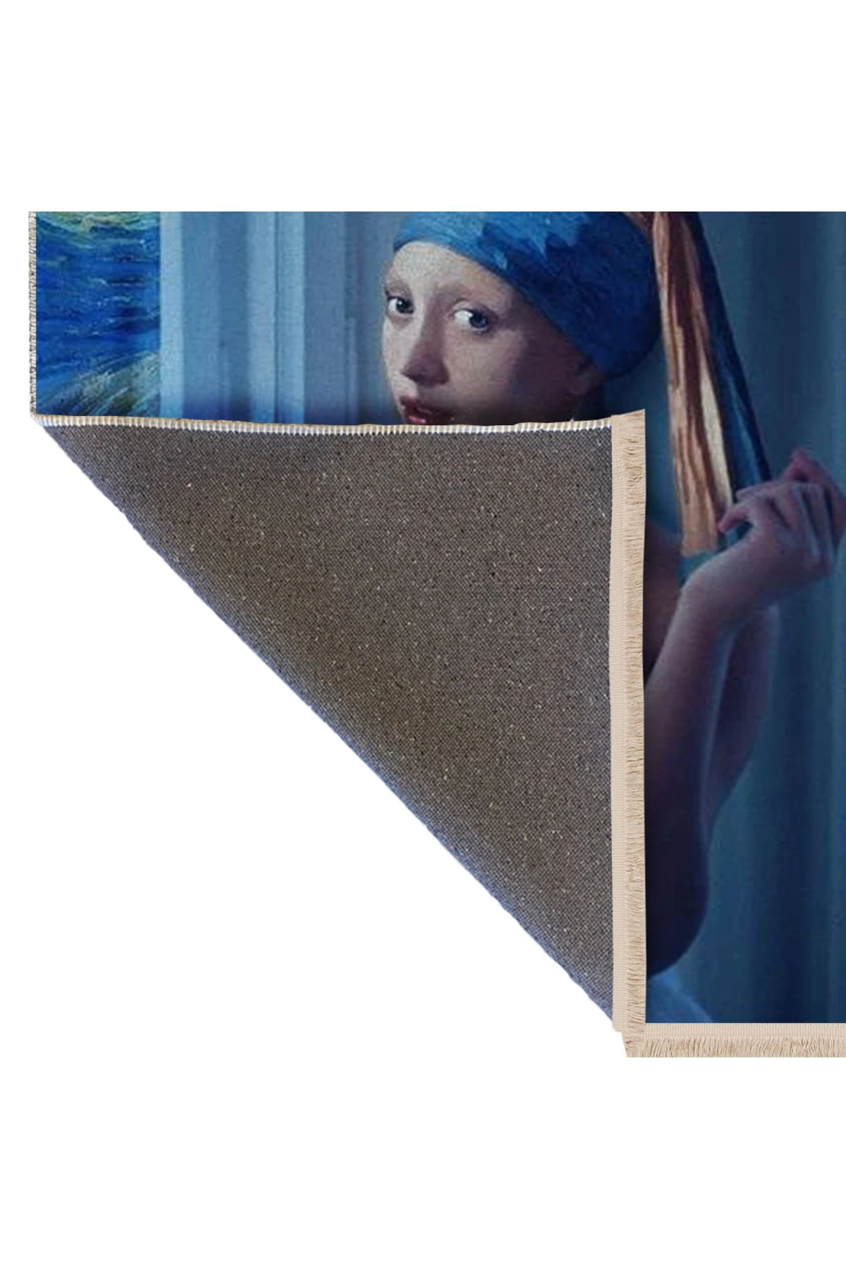 Özge Koleksiyonu Sanatsal Tasarım Manzara ve Kadın Detaylı Dokuma Taban Modern Dekoratif Halı özge01