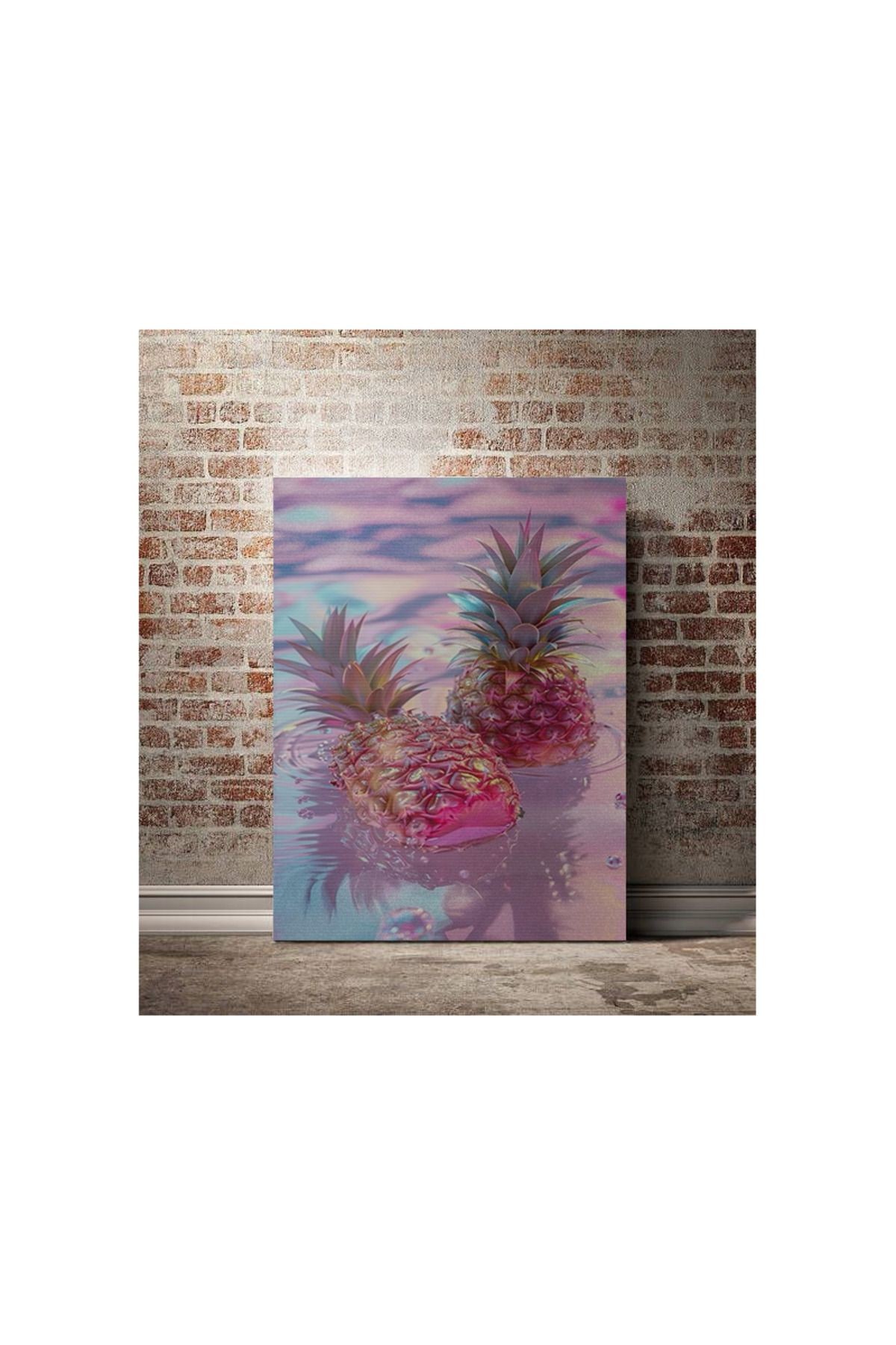 Kanvas Tablo Pembe Ananas Desenli Temalı Tablo