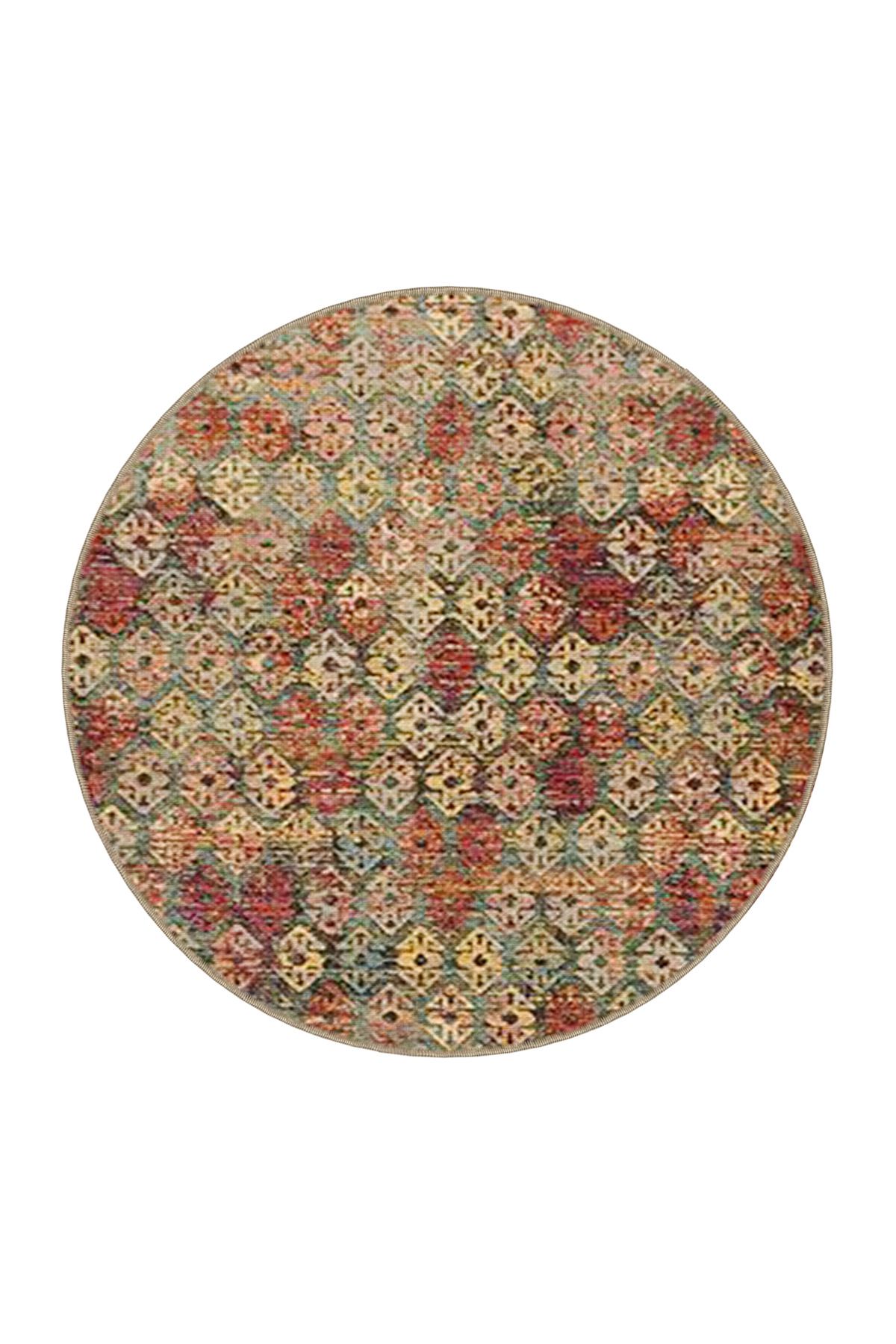 Çok Renkli Geleneksel Motif Etnik Desenli Vintage Dekoratif Halı 3959