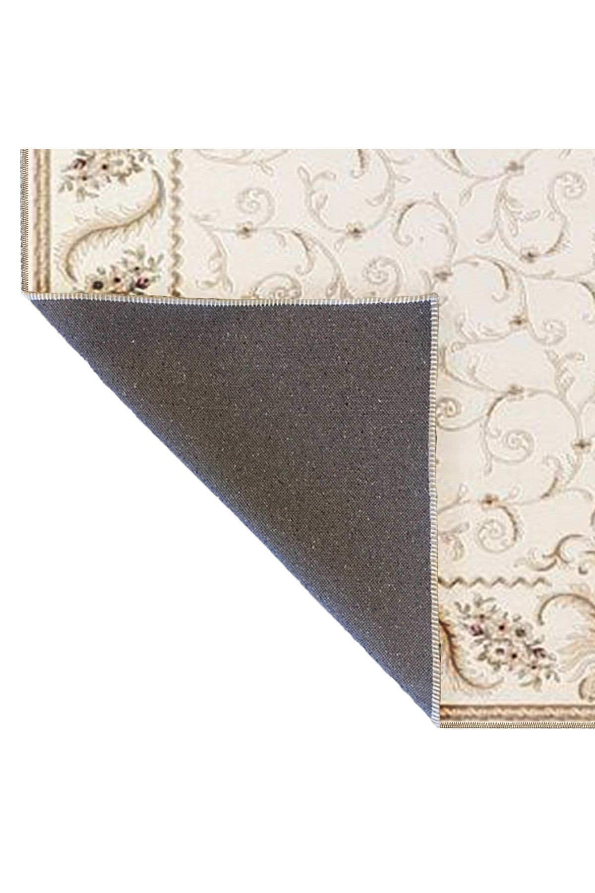 Bej Temalı Geleneksel Motif Sarmaşık Desenli Vintage Dekoratif Halı 4891