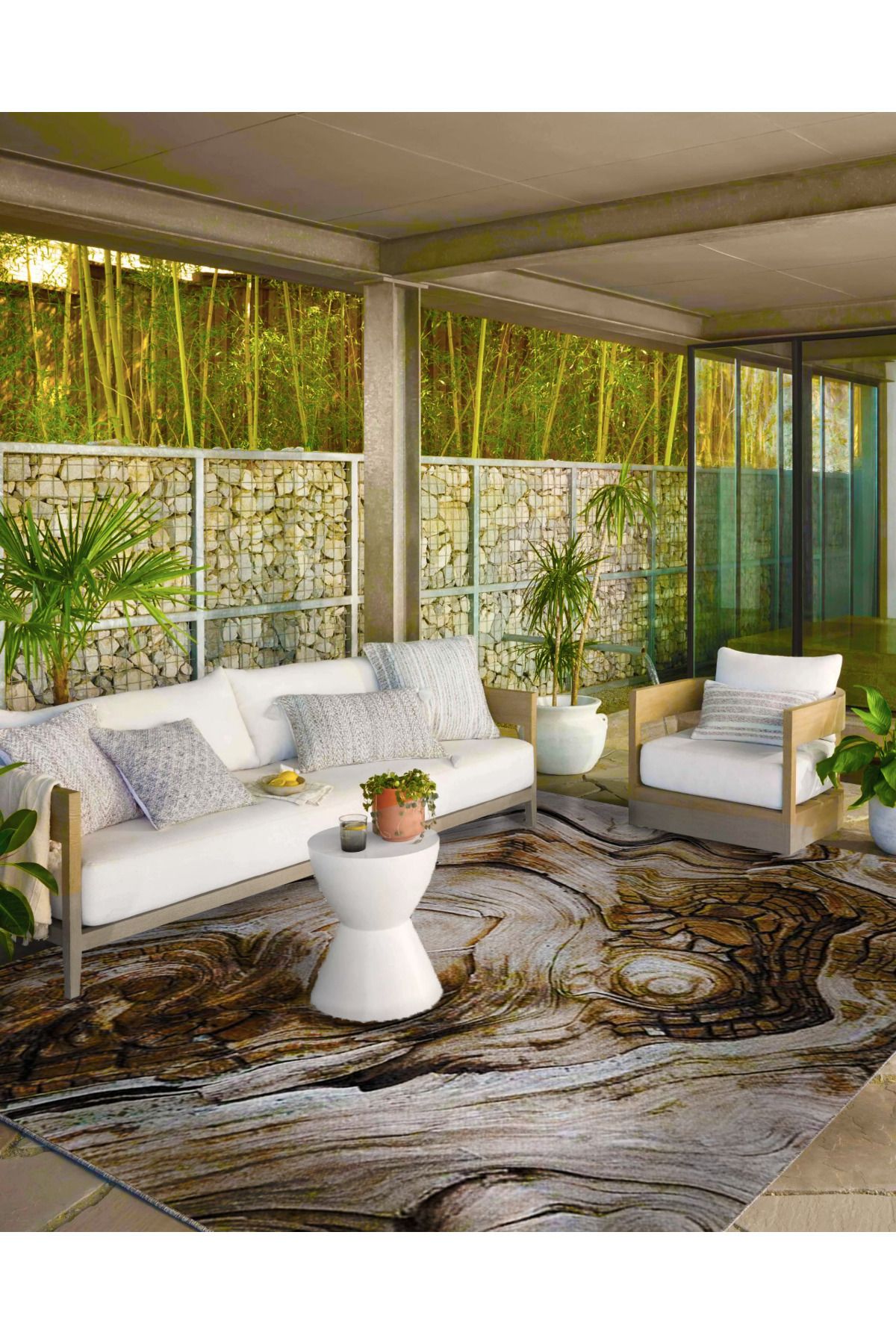 Kahverengi Çizgili Bulanık Renkli Desenli Dokuma Taban Halı ve Yıkanabilir Halı miravip10170