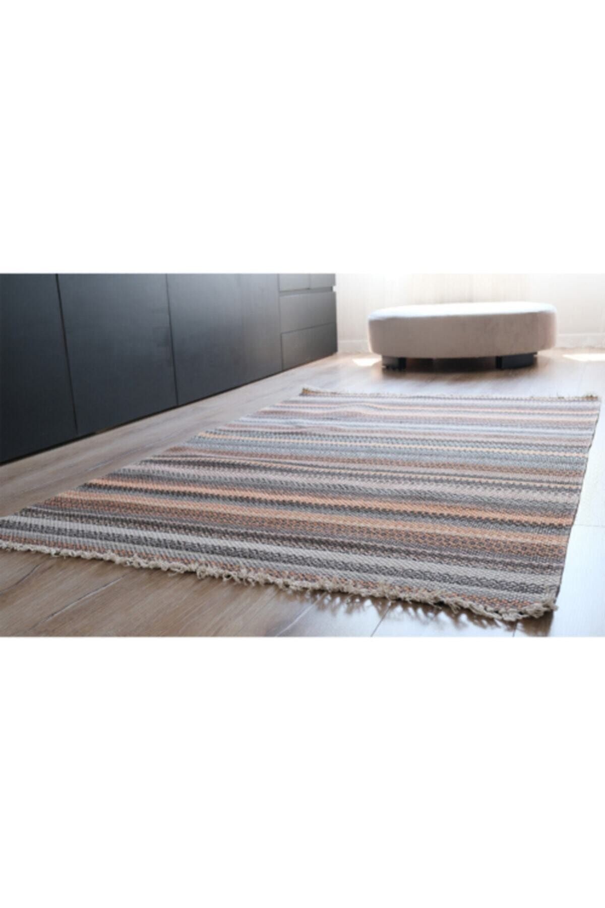 Alr Terra 3208 Çift Taraflı Saçaklı Kahverengi Kilim