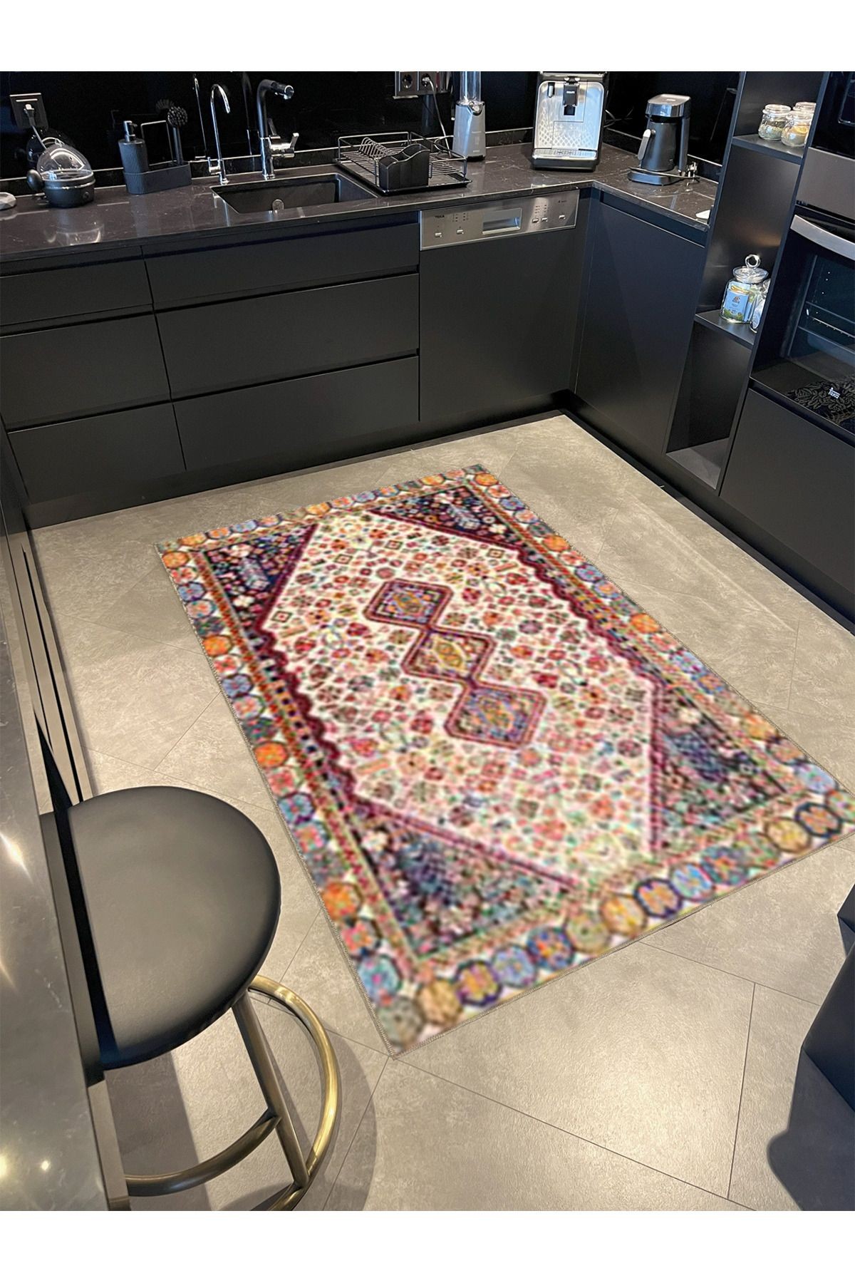 Çok Renkli Geleneksel Motif Etnik Desenli Vintage Dekoratif Halı 5051