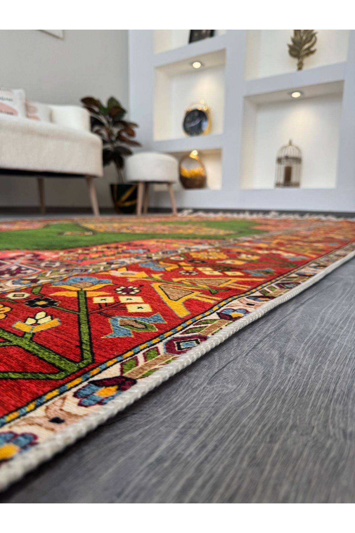 Opal Turuncu Antik Desenli Dokuma Taban Modern Dekoratif Halı opal14