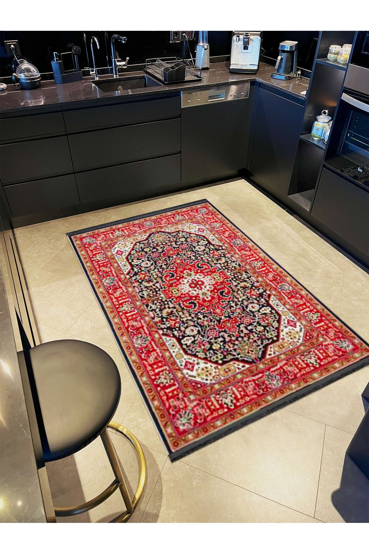 İnci Koleksiyonu Geleneksel Desenli Dokuma Taban Vintage Dekoratif Halı inci01