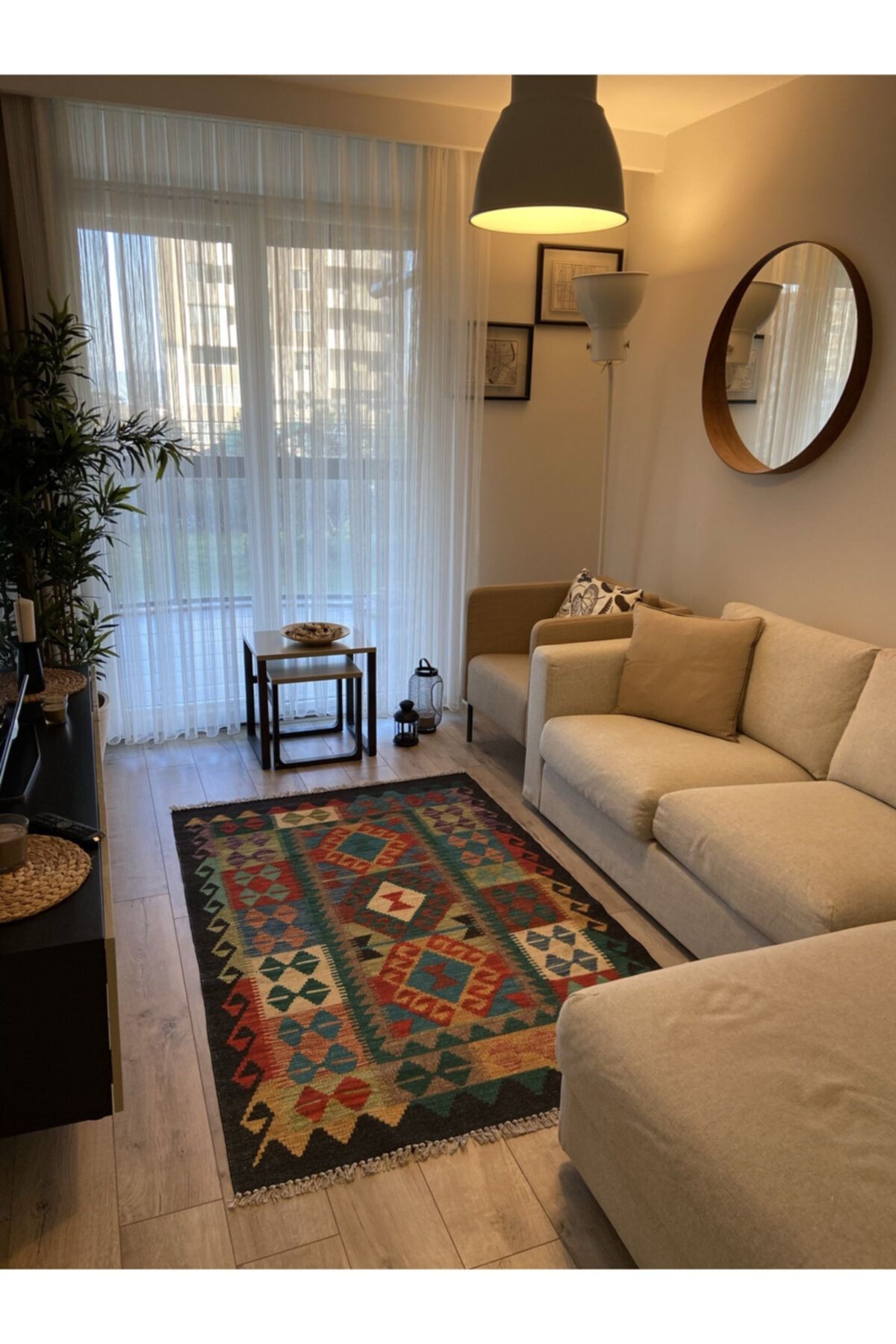 Cotton Pamuklu Çok Renkli Otantik Ve Etnik Desenli Kilim 502
