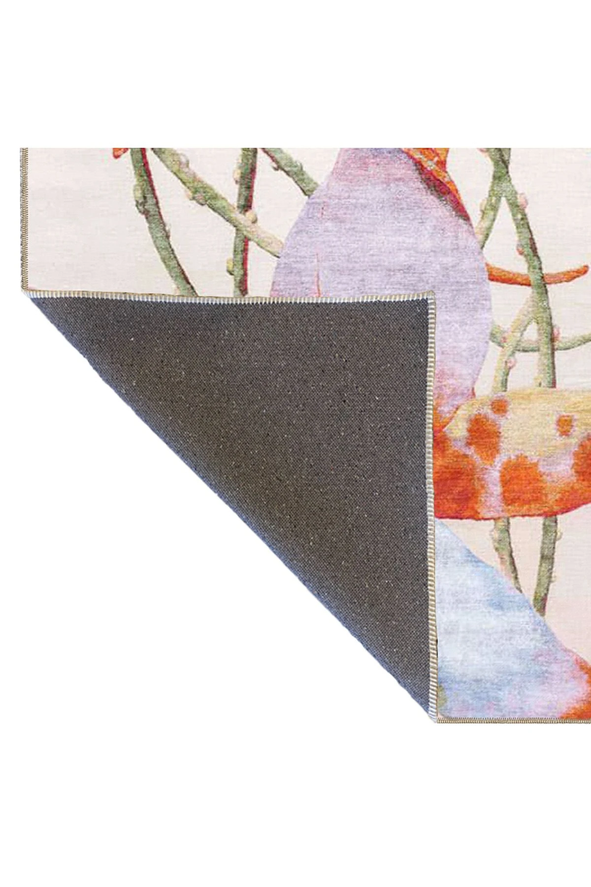 Krem Tonlarda Renkli Desenli Dokuma Taban miravip662