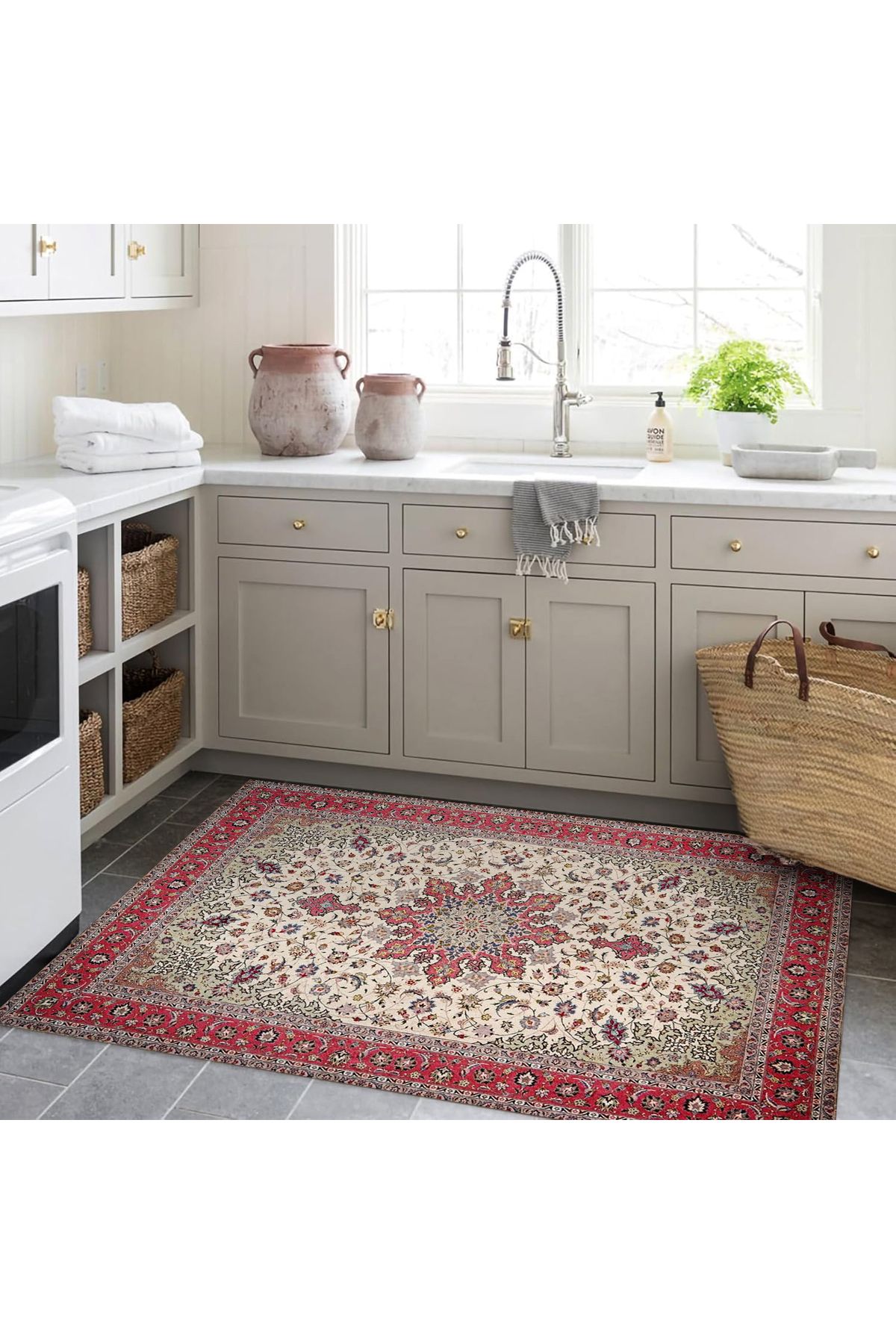 Kuzey Koleksiyonu Renkli Bordür Detaylı Etnik Desenli Dokuma Taban Dekoratif Halı kuzey13