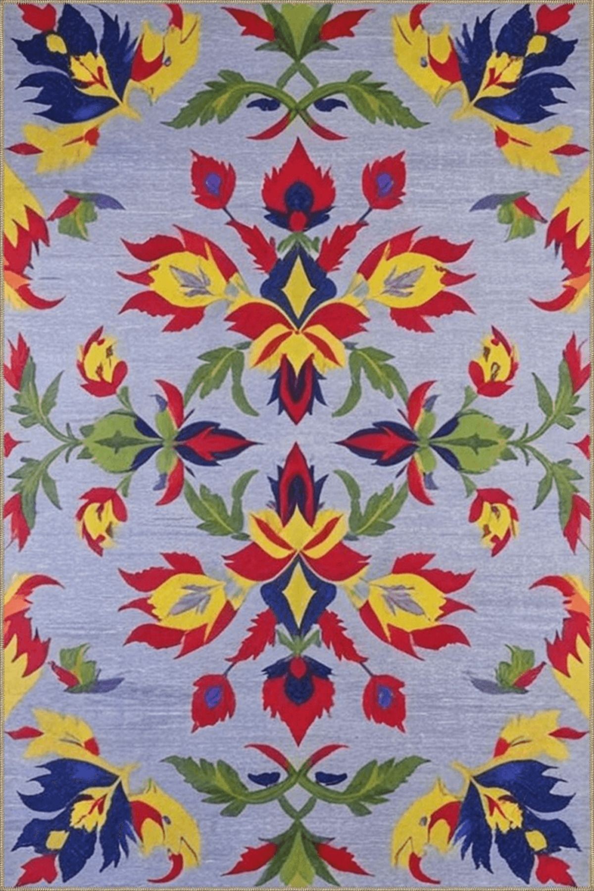 Paris Koleksiyonu Açık Mor Tema Karma Çiçek Motifleri Desenli Vintage Dekoratif Halı 53