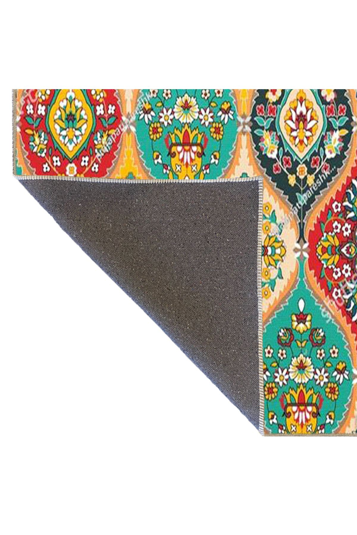 Akan Motifli Renkli Desenli Modern Dekoratif Halı miravip52