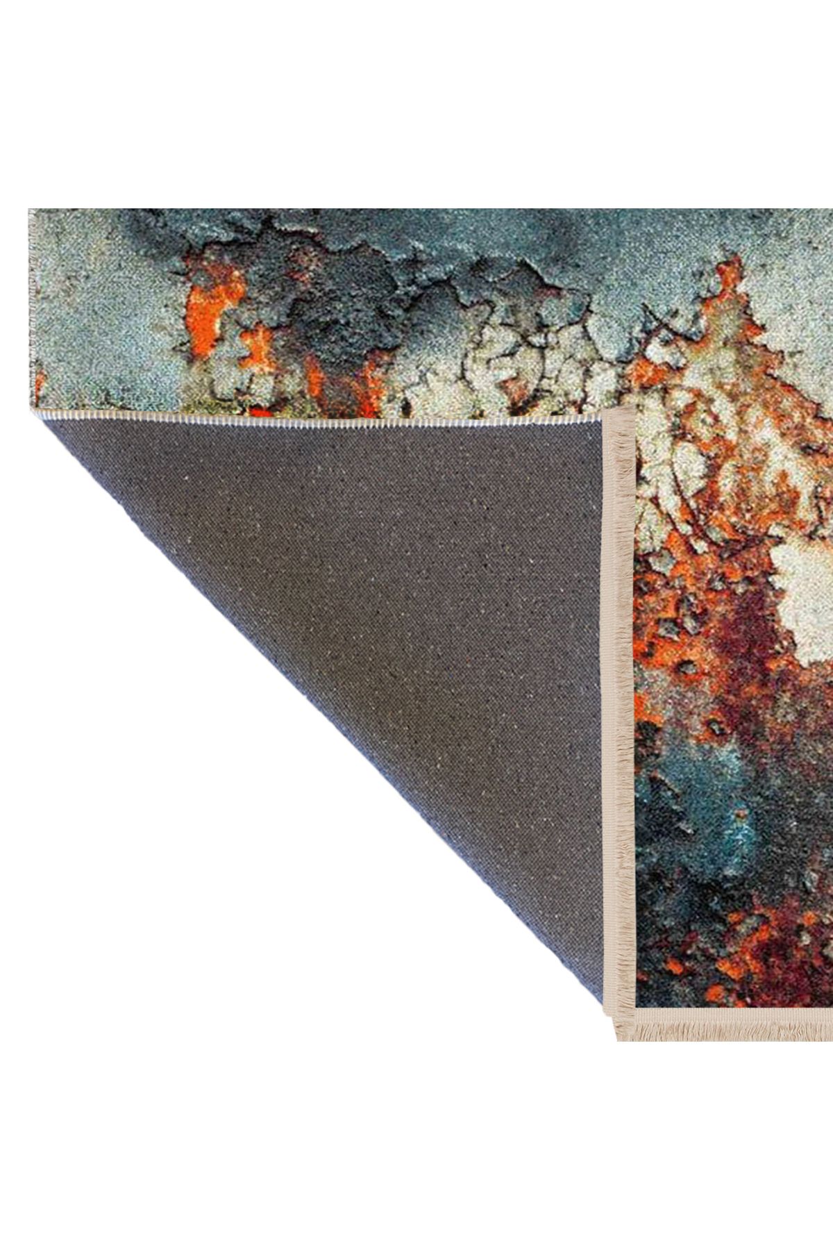 Güney Koleksiyonu Mavi Turuncu Temalı Soyut Abstract Desenli Kreatif Modern Dekoratif Halı 12