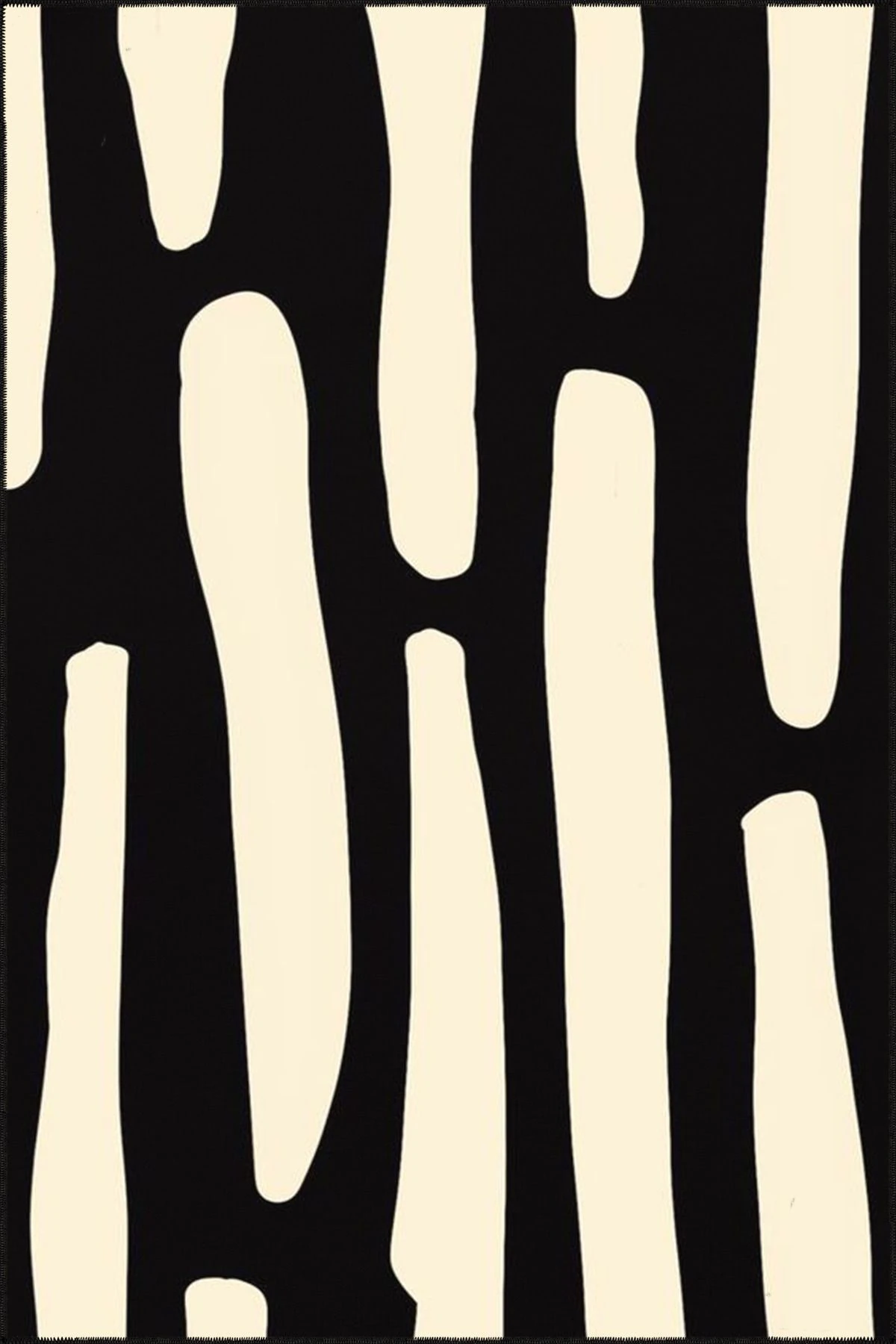 Siyah Krem Modern Desenli Dokuma Taban ve Yıkanabilir Halı miravip9502