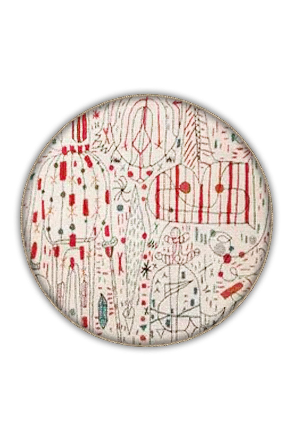 Çok Renkli Soyut Figür Desenli Modern Dekoratif Halı 3313
