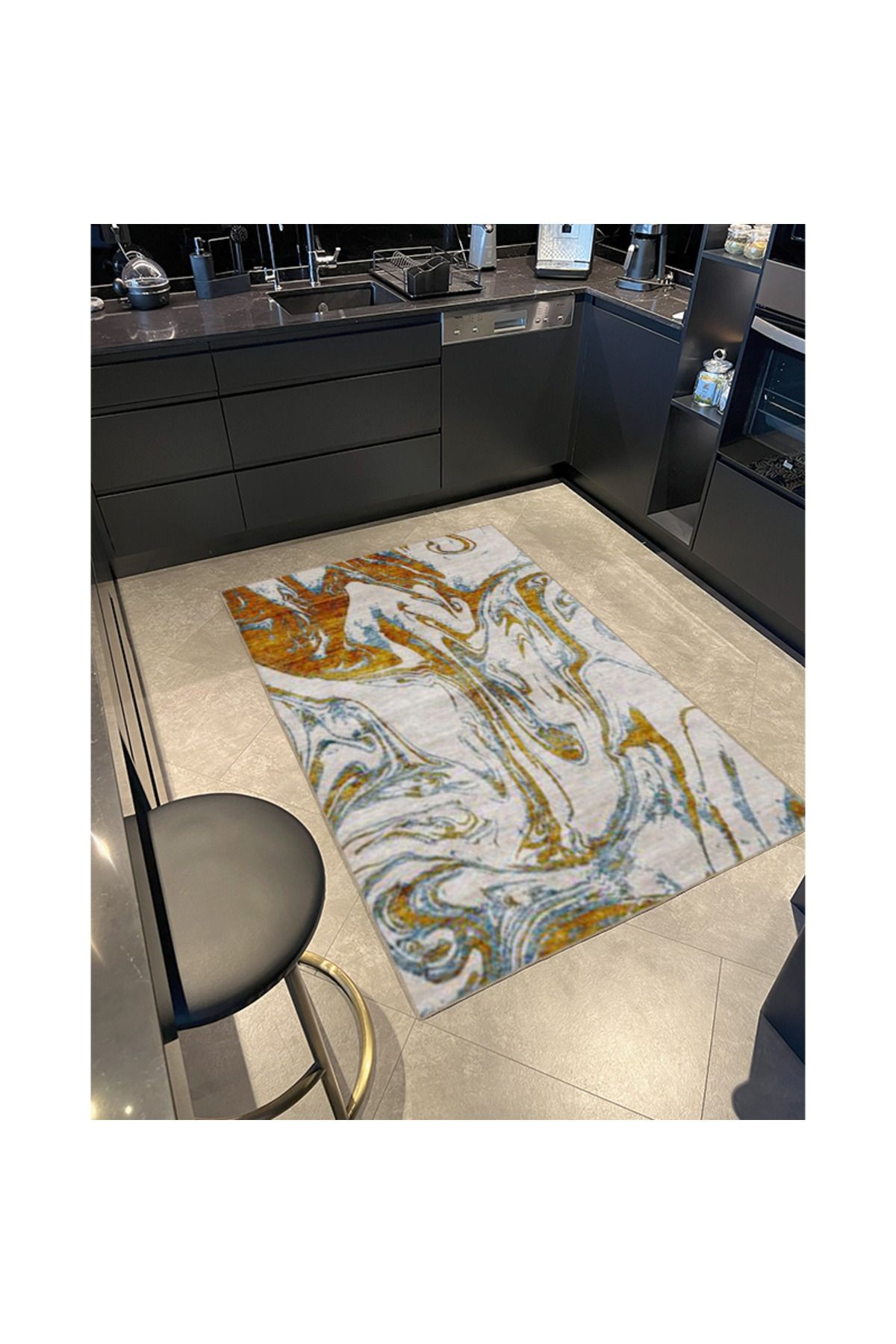 Gri Renkli Açık Tonlarda Pastel Boyalı Modern Dekoratif Halı 4481