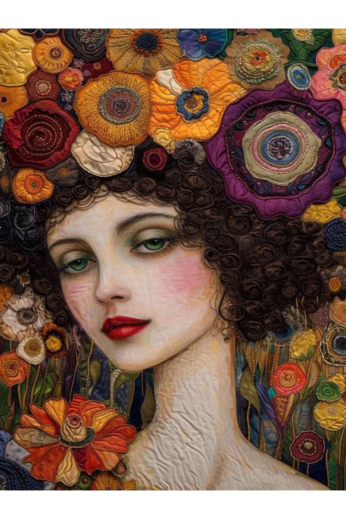 Özge Koleksiyonu Çiçek Saçlı Kadın Desenli Dokuma Taban Modern Dekoratif Halı özge48