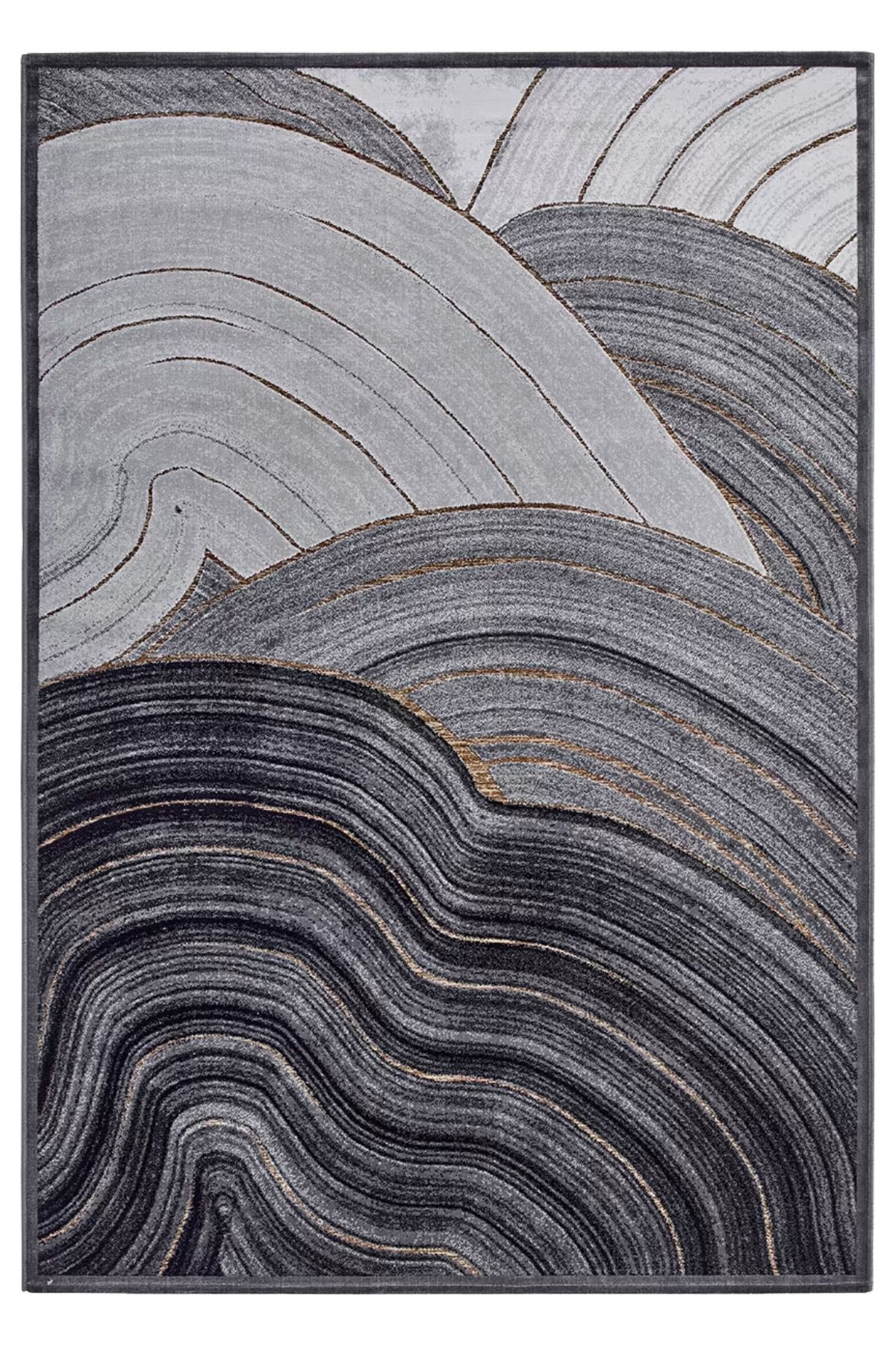 Gri Siyah Mermer Desen Dokuma Taban Dekoratif Halı Mira 1468