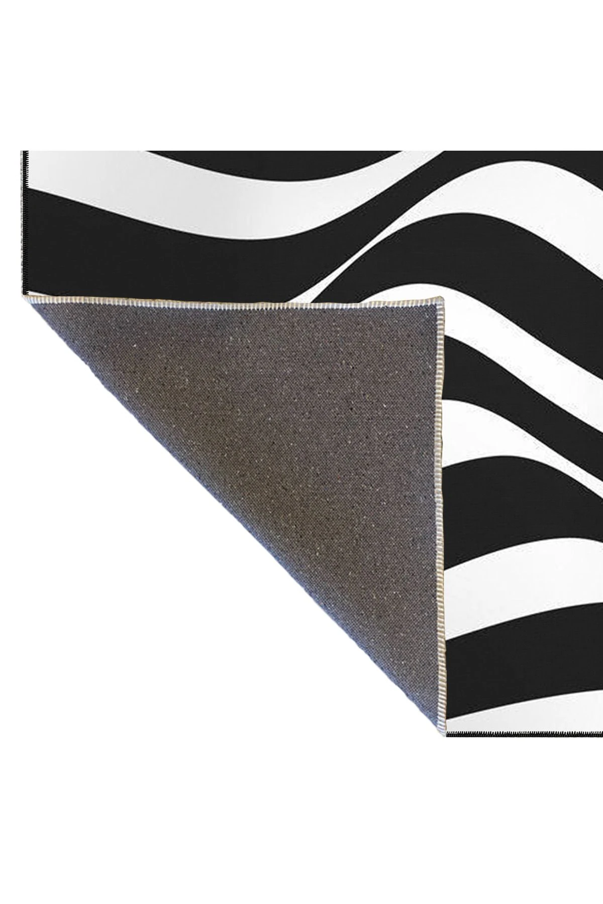 Siyah Beyaz Dalgalı Temalı Dekoratif Halı ve Yıkanabilir Halı miravip9750