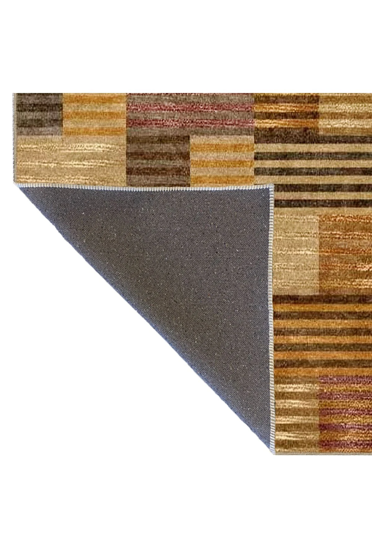 Kahverengi Renkli Kareli Desenli Dekoratif Halı miravip887