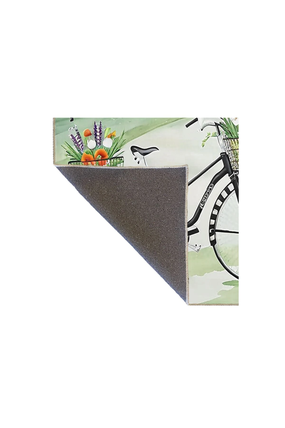 Paris Koleksiyonu Dağ Manzarası Temalı Bisiklet ve Ağaçlar Desenli Modern Dekoratif Halı 95