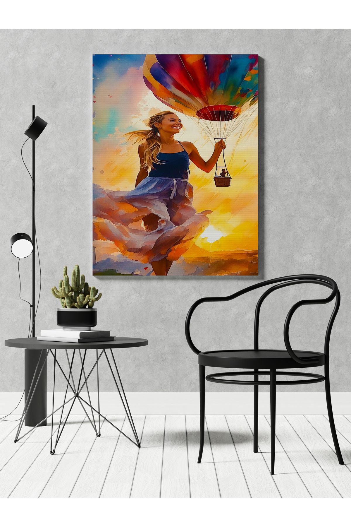 Kanvas Tablo Uçan Balon ve Kız Temalı Tablo