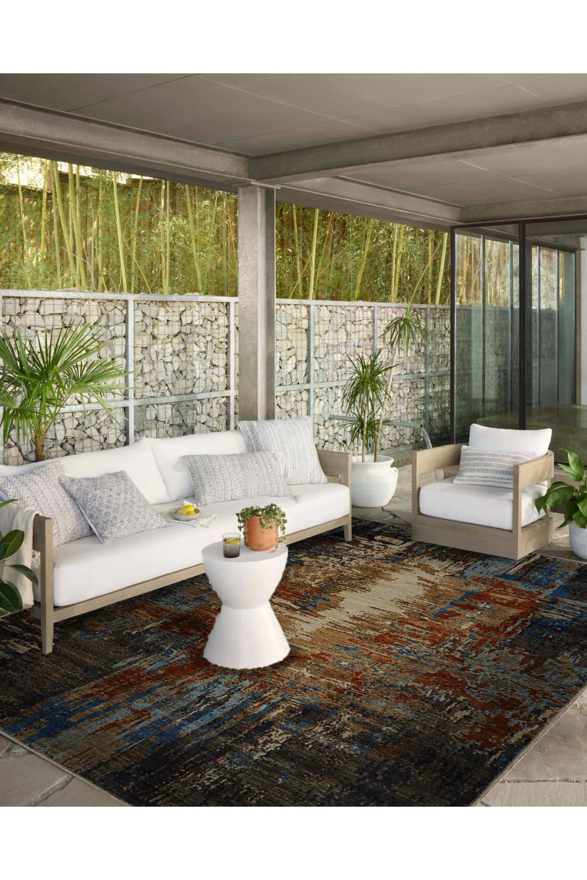 Çok Renkli Soyut Desenli Modern Dekoratif Halı 5373