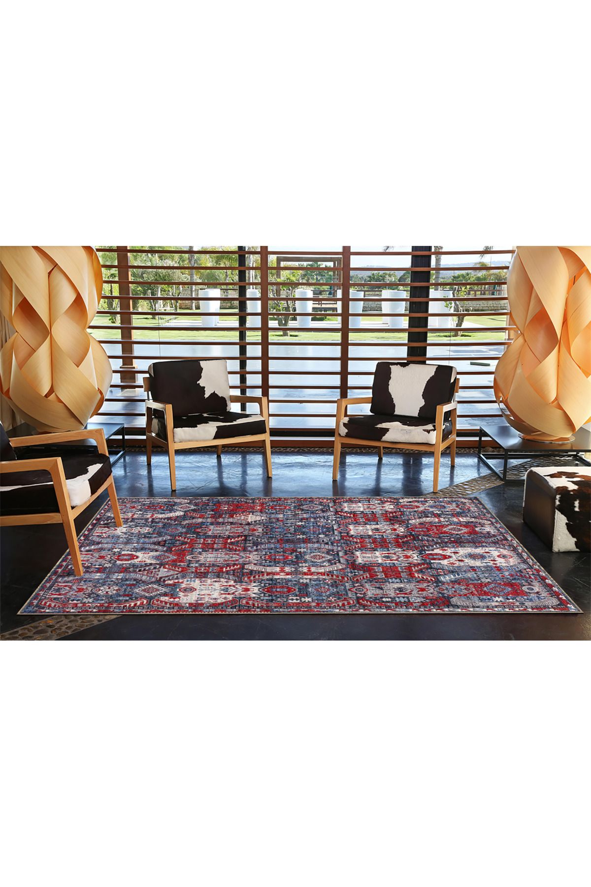 Karışık Renkli Tonlarda Baklava Desenli Dokuma Taban miravip663