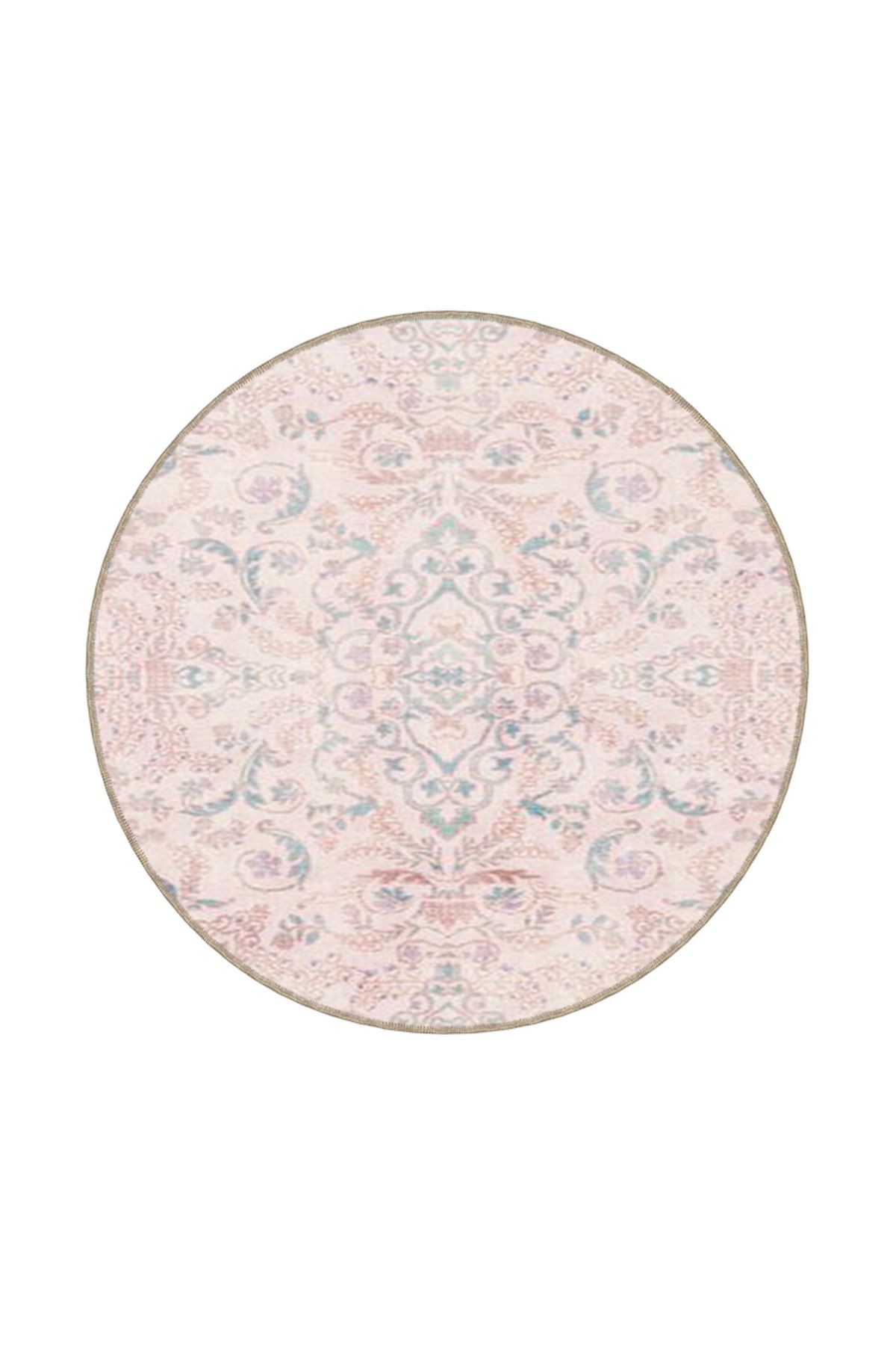 Modern Açık Pembe Geleneksel Desenli Yıkanabilir Dekoratif Halı miravip8046
