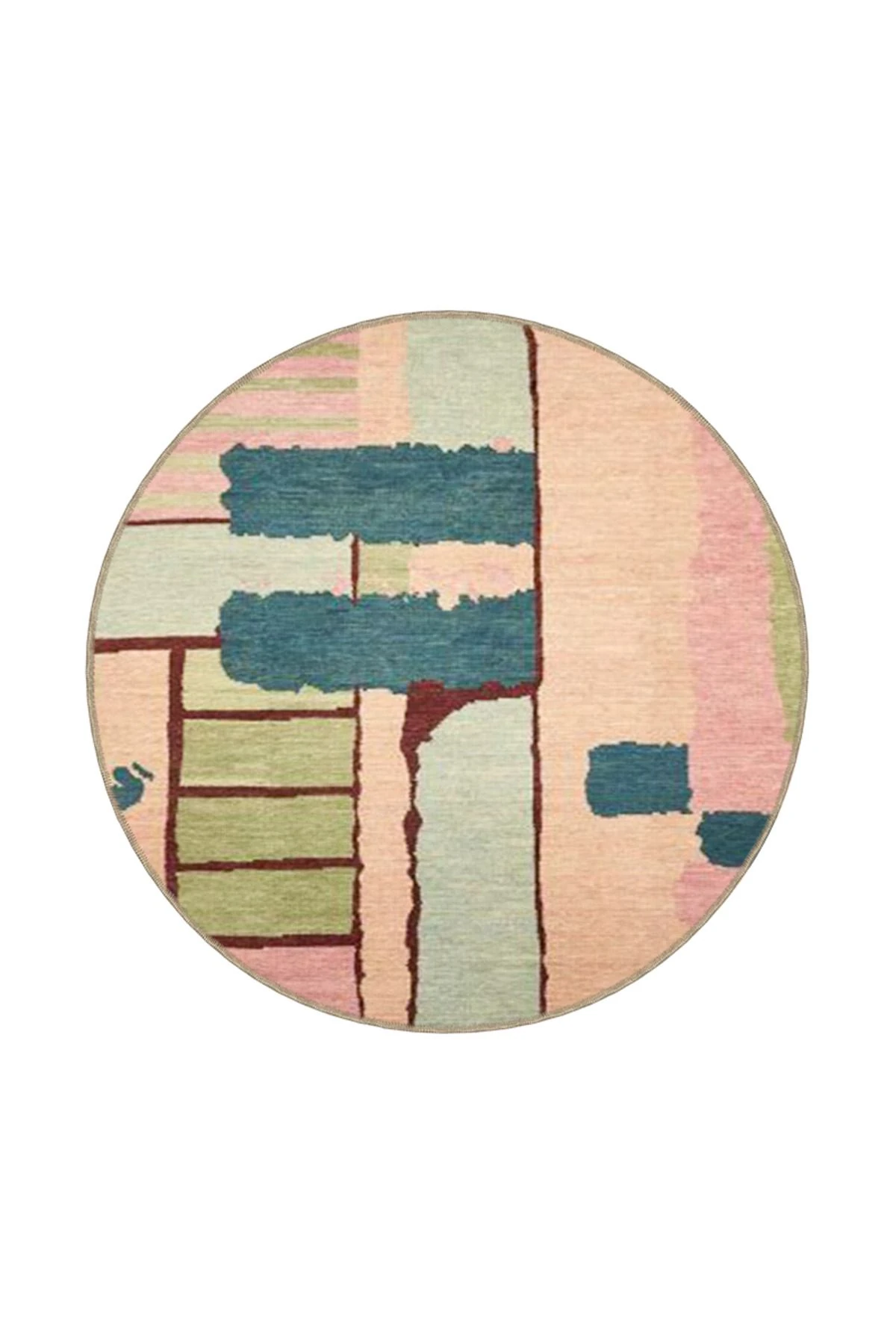 Pembe Tonlarda Modern Desenli Dekoratif Halı miravip449