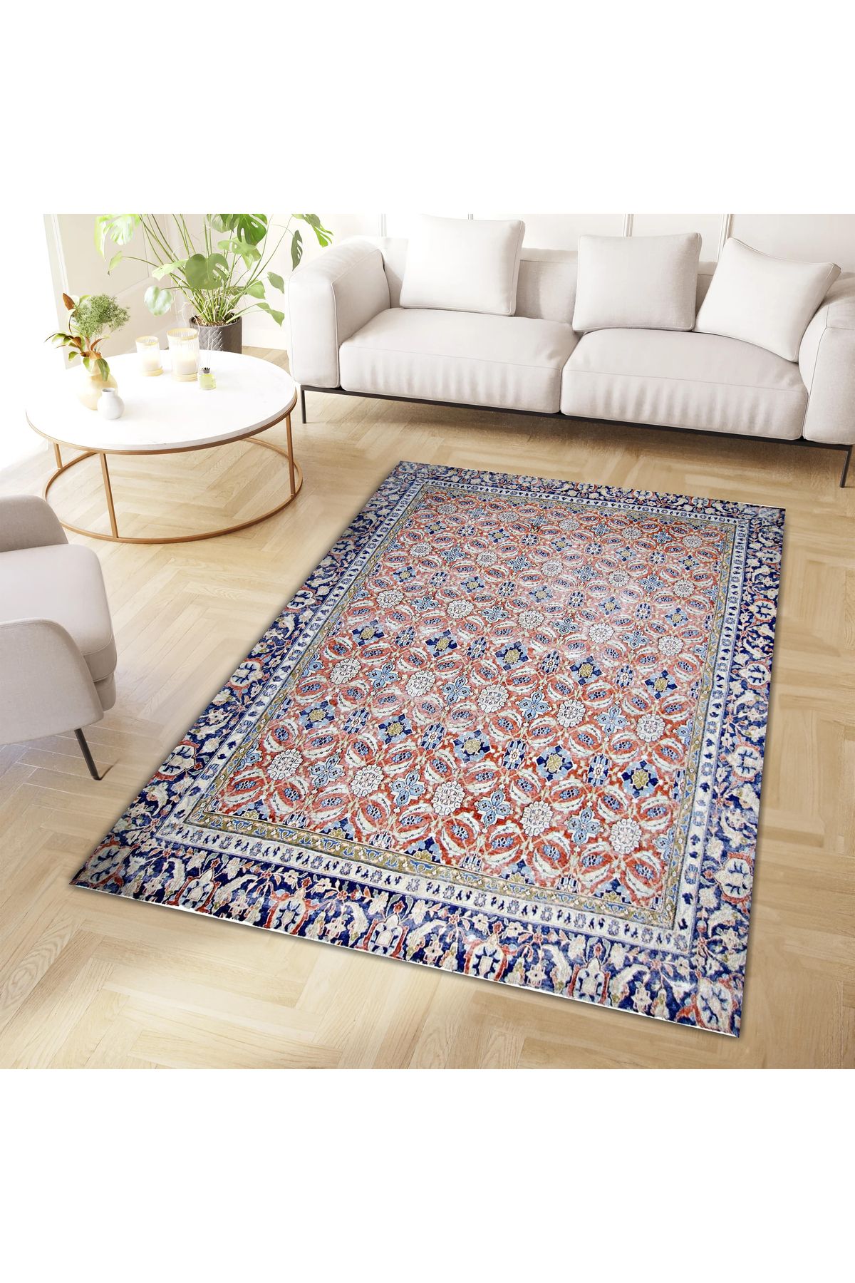 Mete Koleksiyonu Çok Renkli Karma Motifler ve Geleneksel Desenli Vintage Dekoratif Halı 34