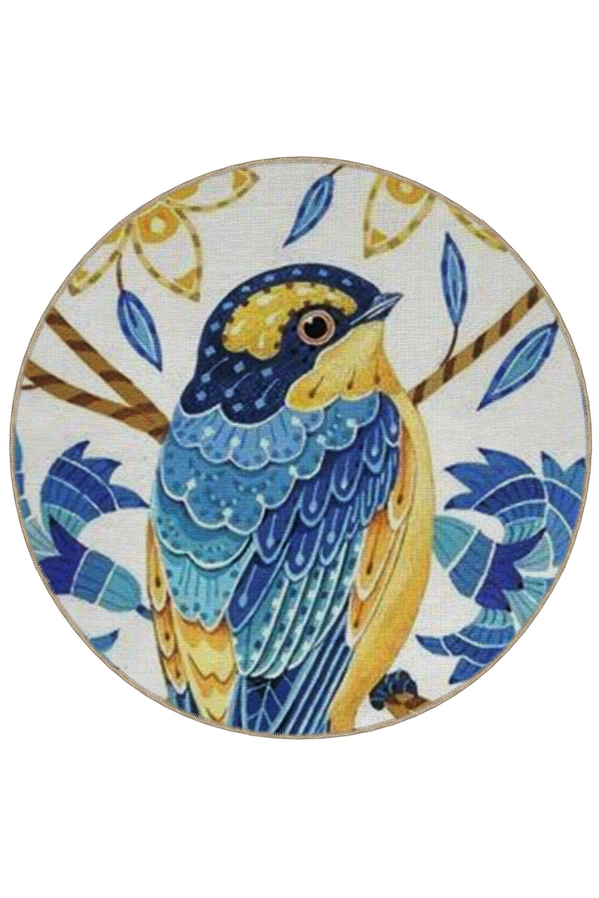 Animal Koleksiyonu Yuvarlak Serçe Desenli Dokuma Taban Yıkanabilir Halı animal16