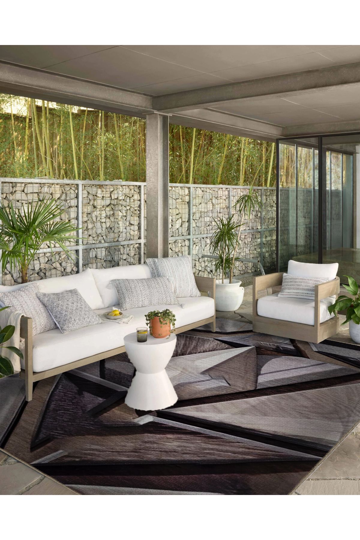 Gri Temalı Soyut Geometrik Desenli Kreatif Modern Dekoratif Halı 5288