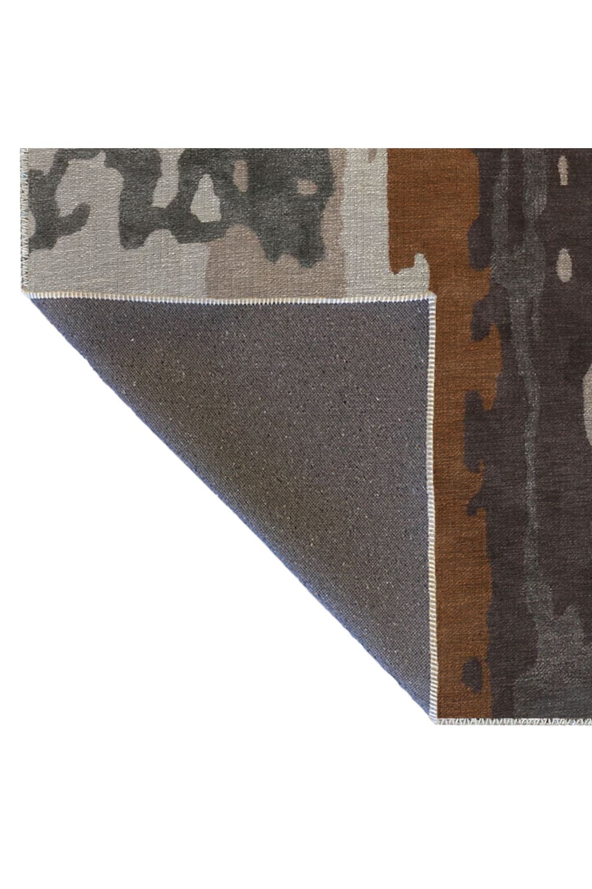 Gri Temalı Abstract Soyut Desenli Kreatif Modern Dekoratif Halı 3156
