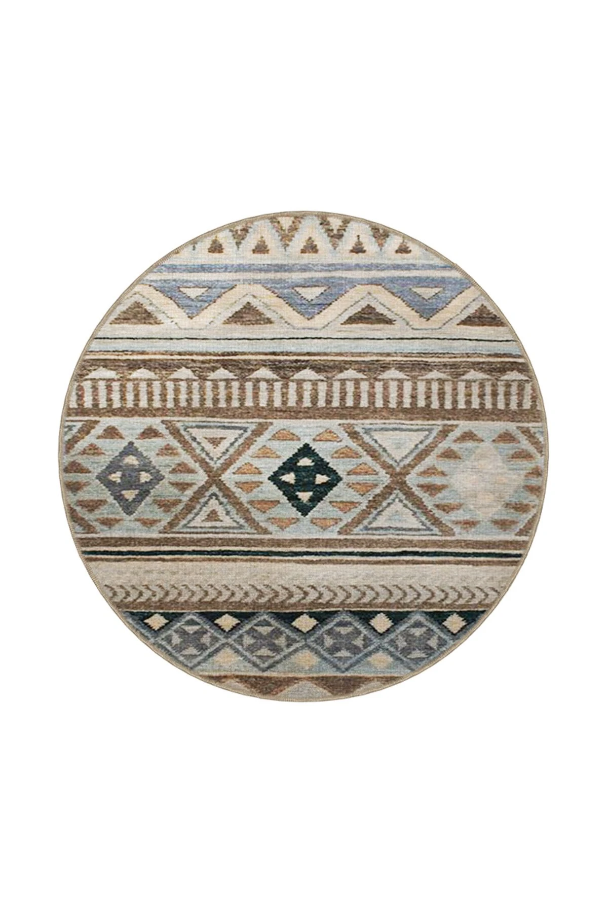 Gri Renkli Üçgen Çizgili Desenli Dokuma Taban Halı 4123