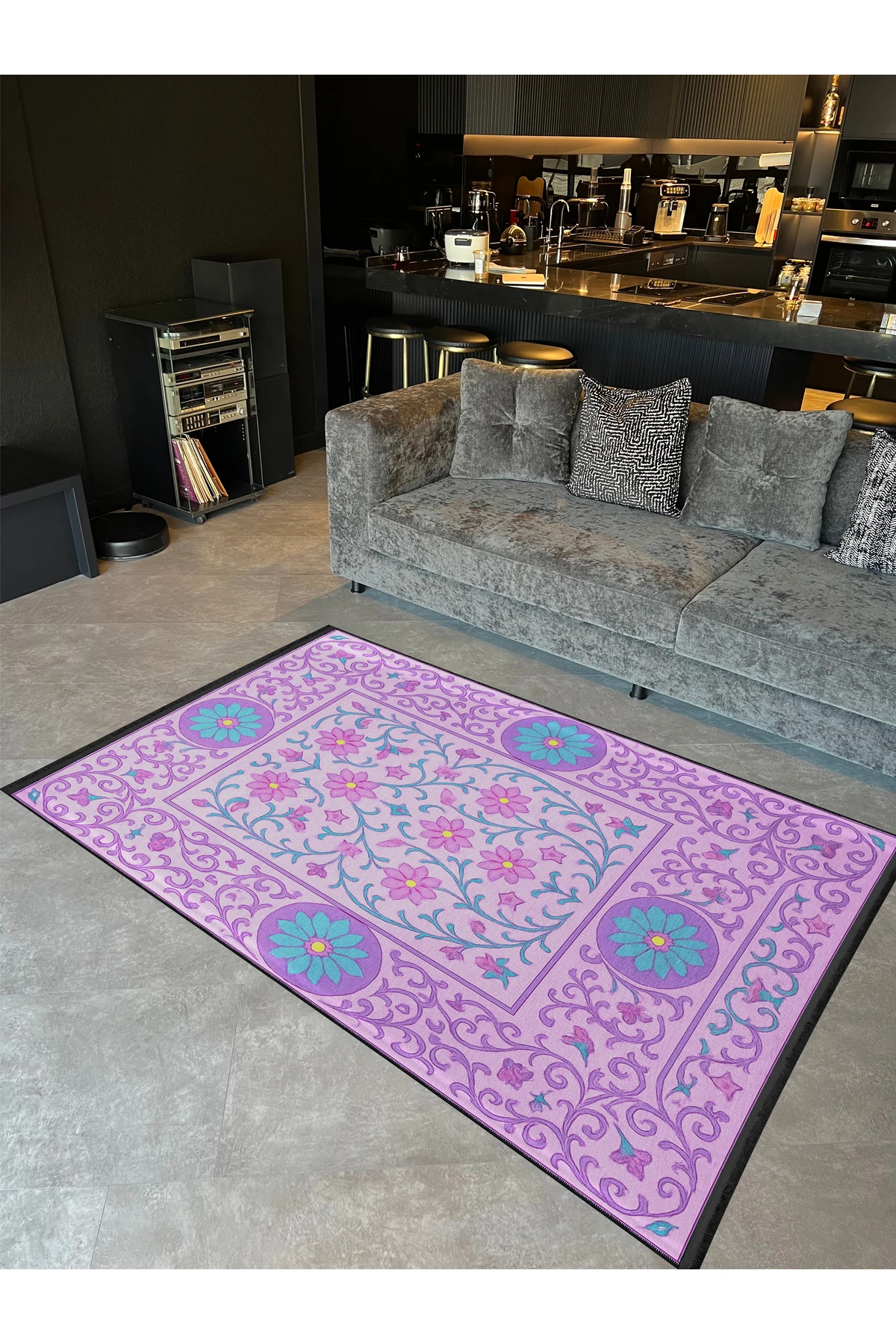 MOSSO Çok Renkli Geleneksel Temalı Desen Dokuma Taban Modern Dekoratif Halı mosso294