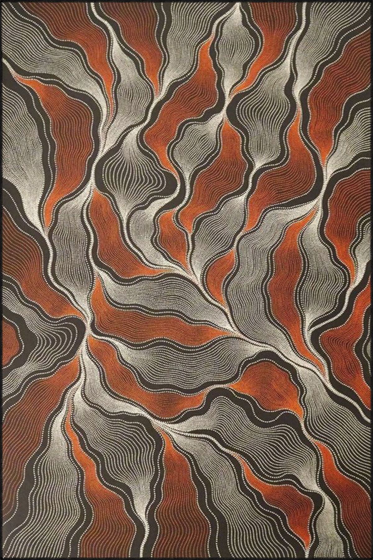 Etnik Kahverengi Geometrik Desenli Dekoratif Yıkanabilir Halı miravip8464