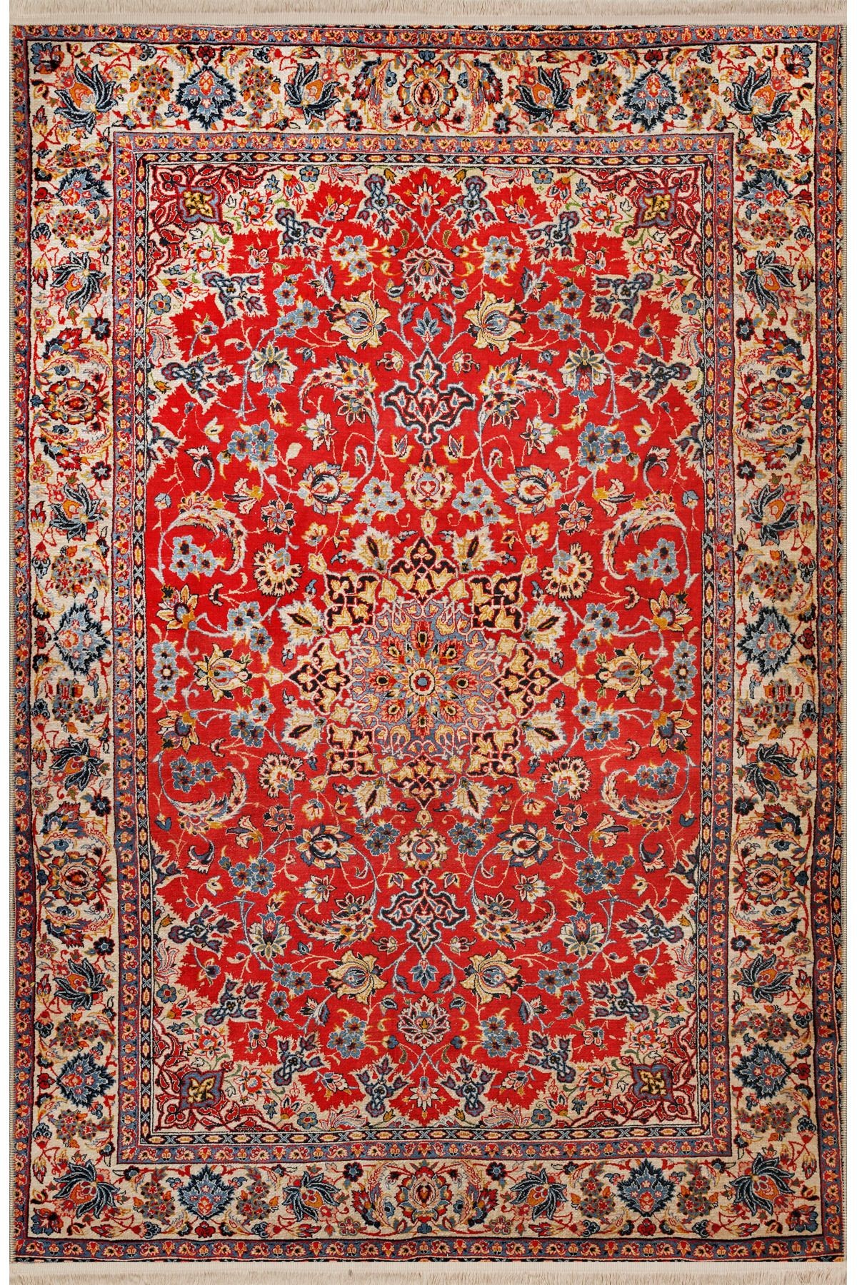 Bordo Temalı Çok Renkli Geleneksel Motif Etnik Çiçek Desenli Vintage Dekoratif Halı 2474