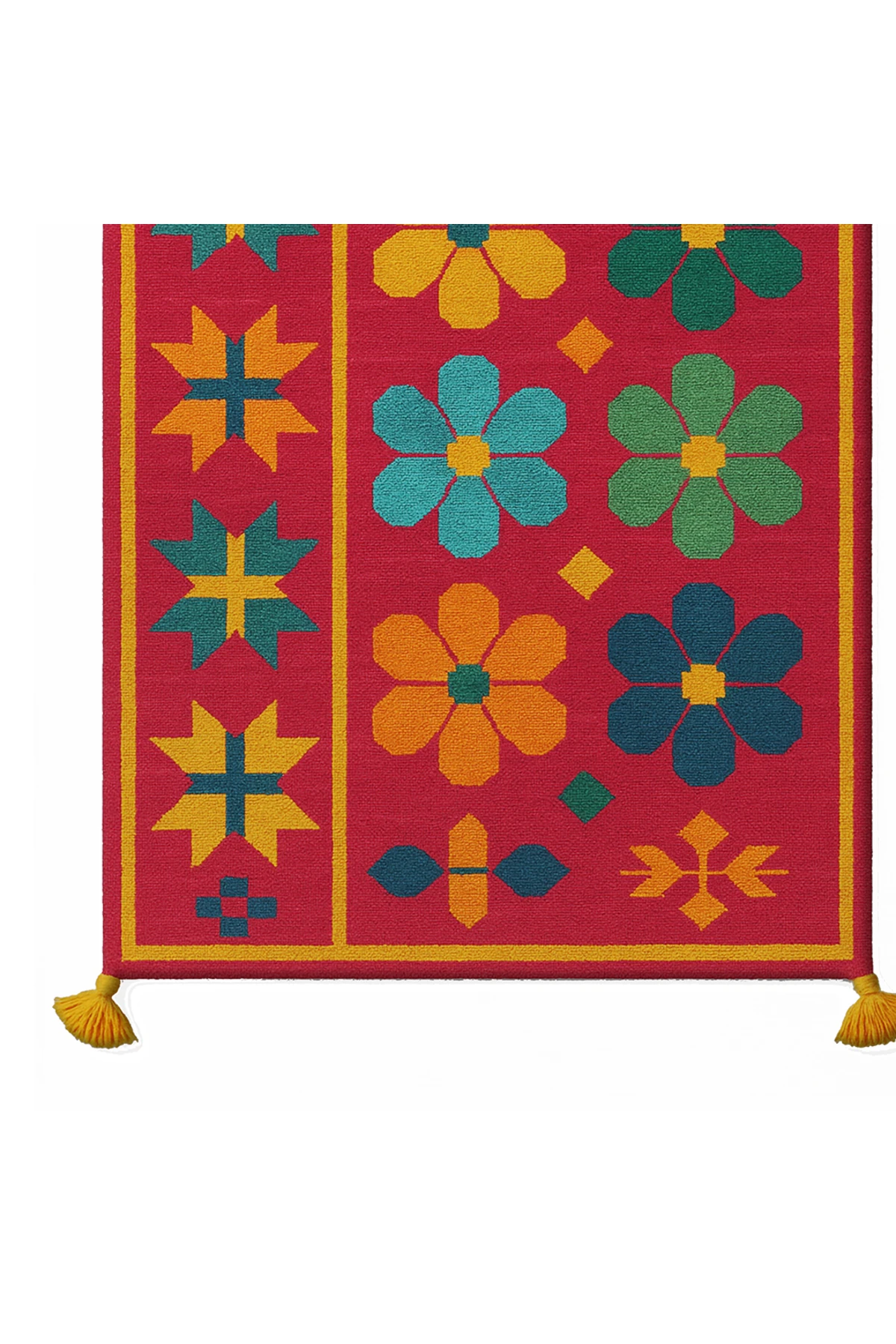 MOSSO Çiçekli Çok Renkli Desen Püsküllü Modern Dekoratif Halı mosso471