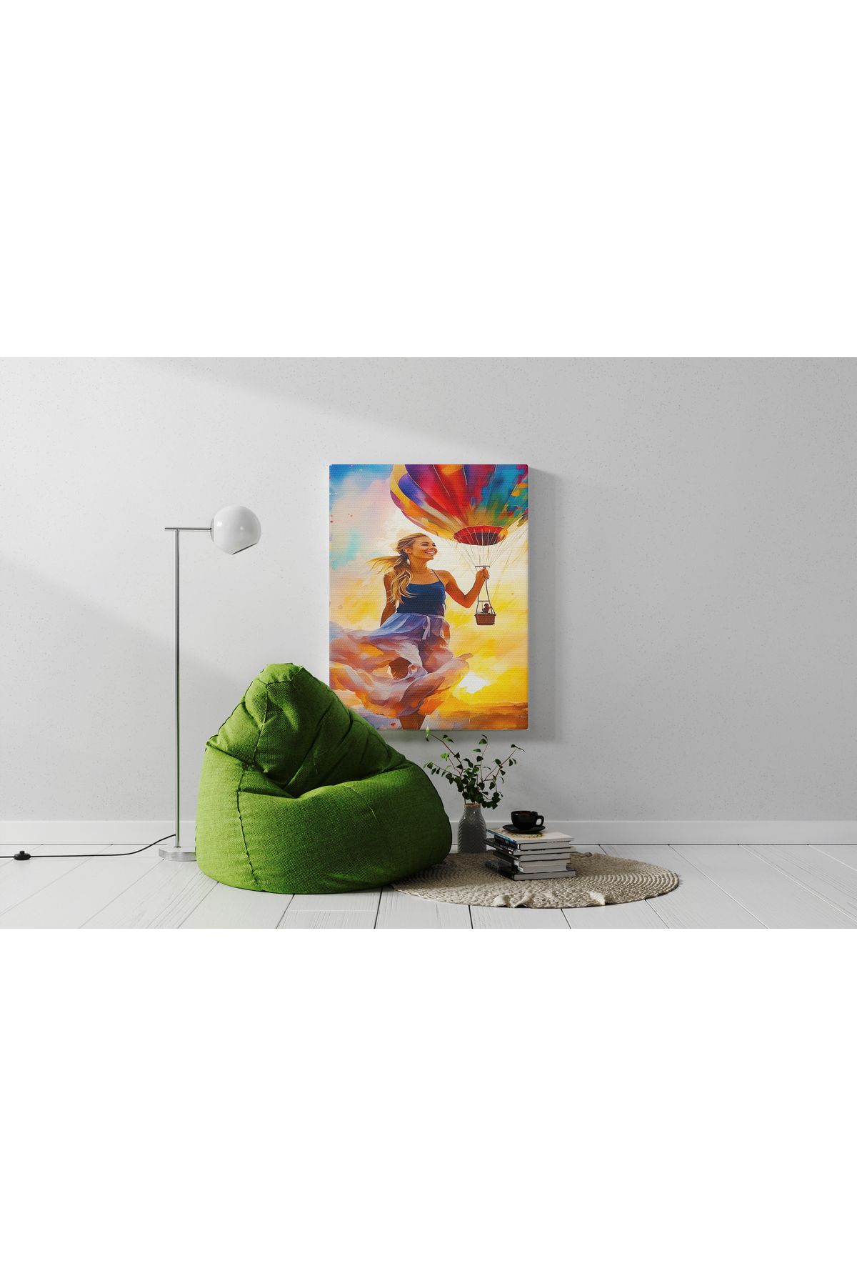 Kanvas Tablo Uçan Balon ve Kız Temalı Tablo